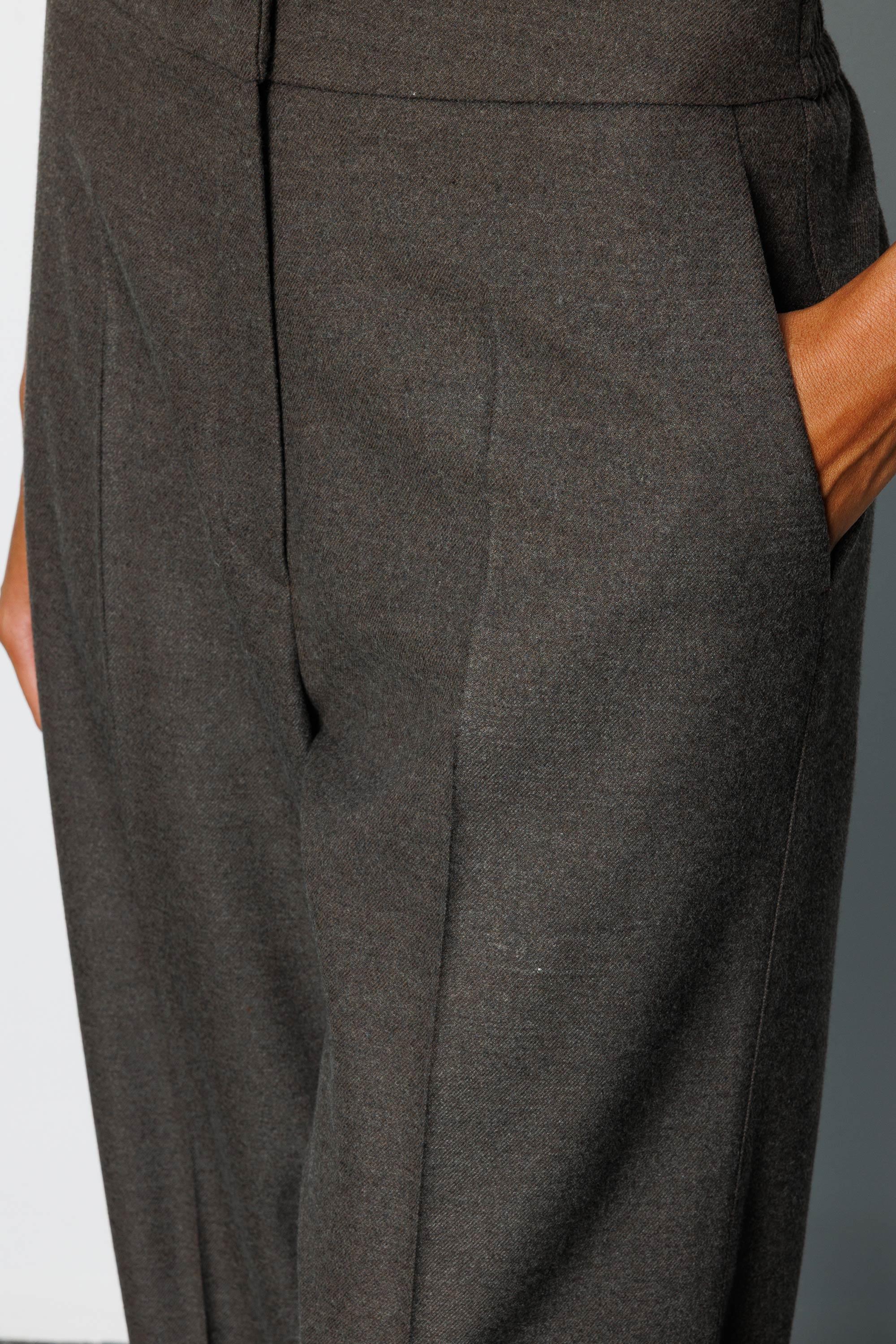 Elastan Kemerli Cepli Flanel Pantolon