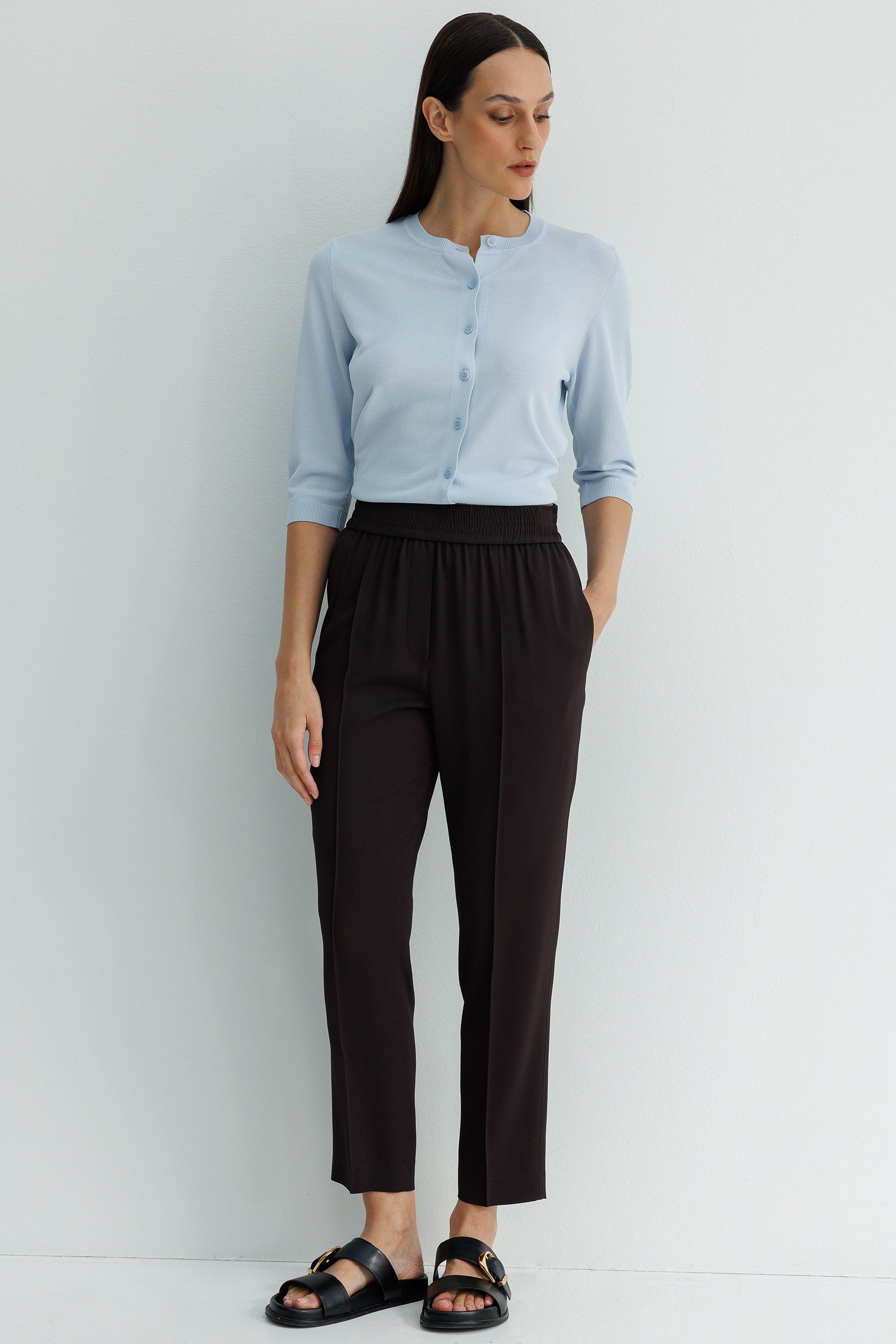 Elastan Kemerli Dar Paça Pantolon