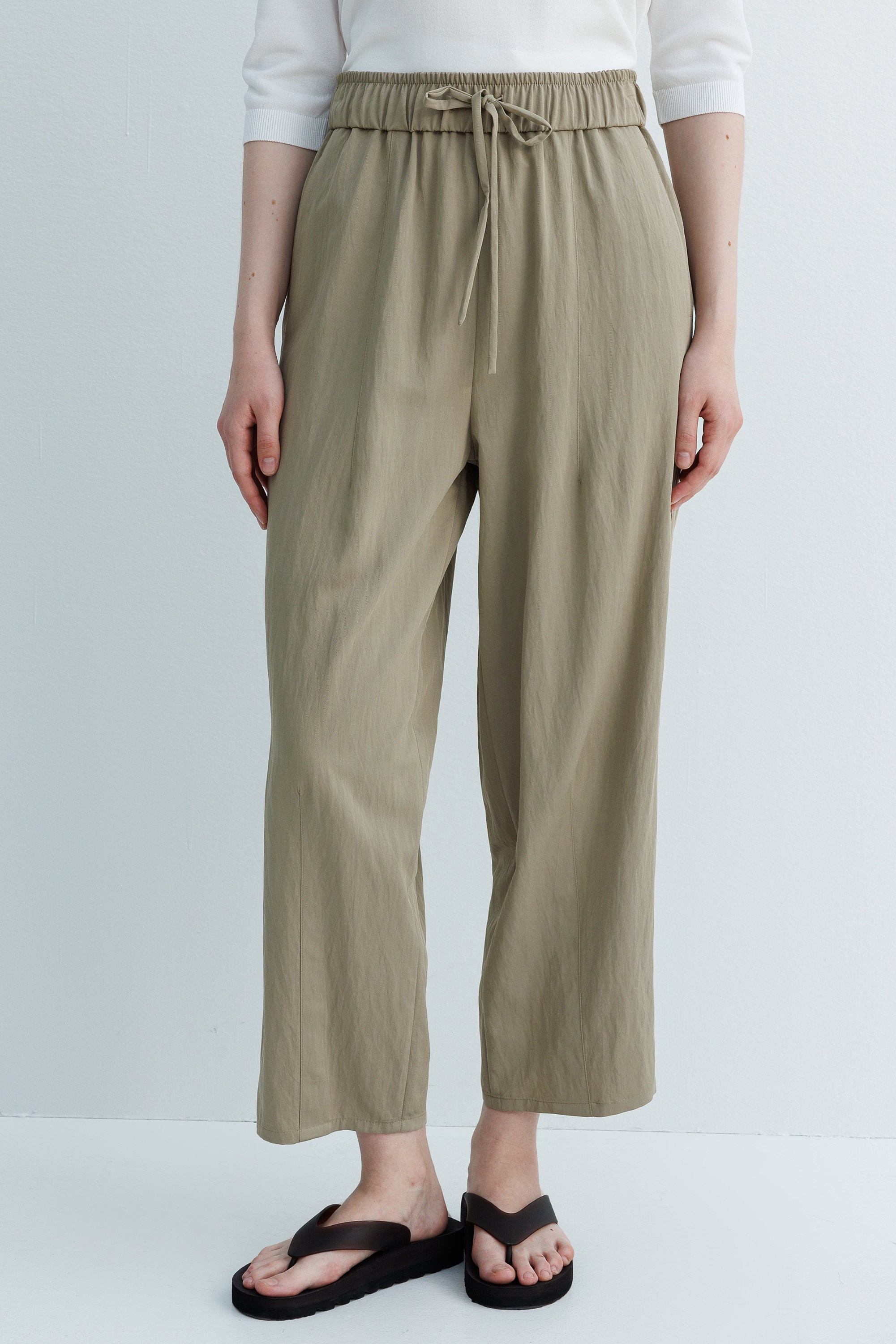 Elastan Kemerli Pensli Pantolon