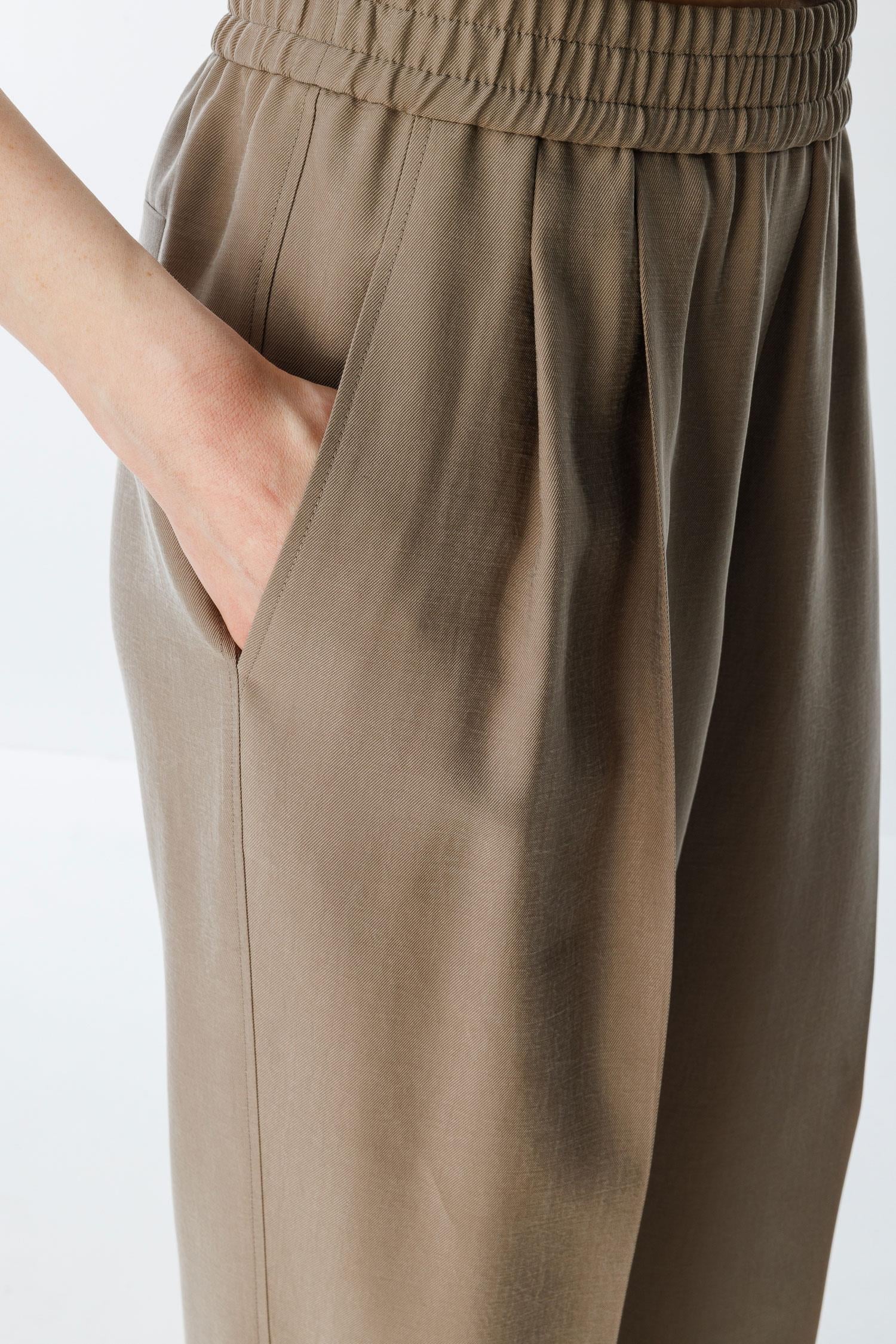 Elastan Kemerli Pileli Pantolon