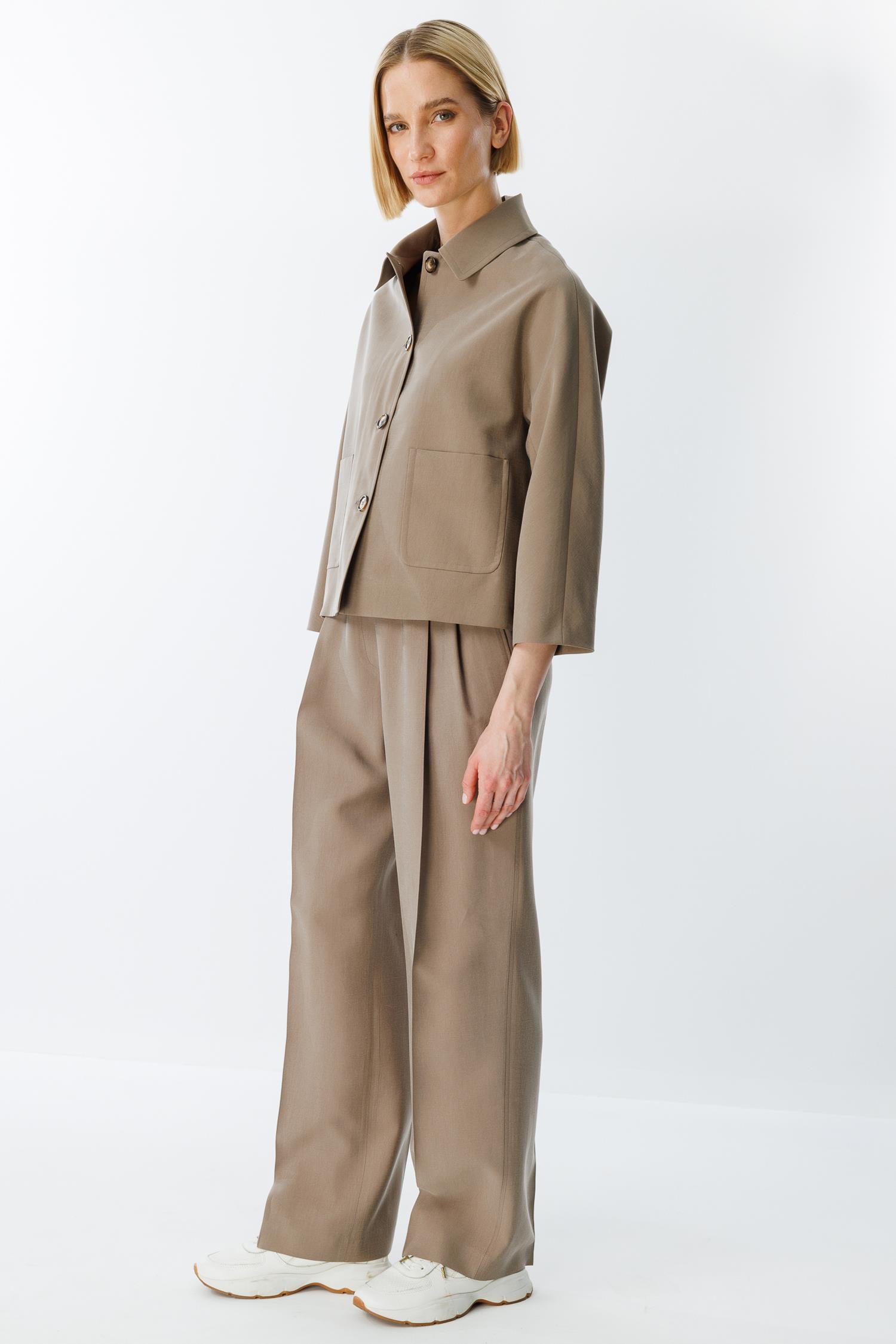 Elastan Kemerli Pileli Pantolon