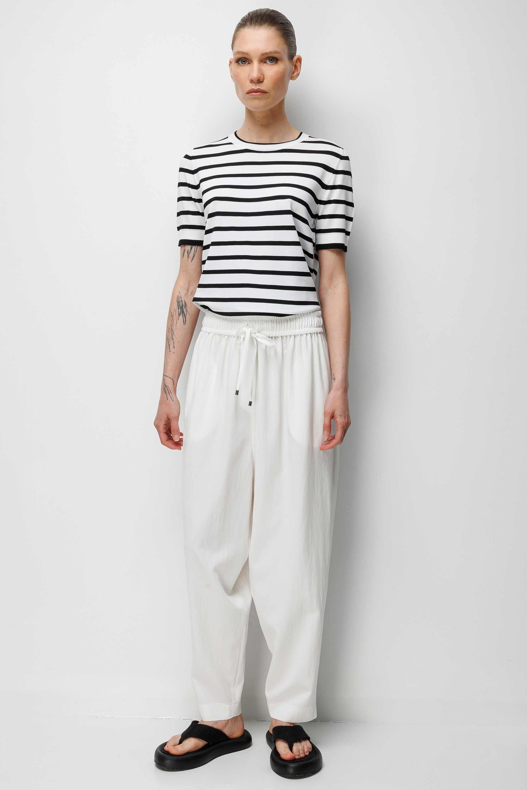 Elastan Kemerli Şalvar Pantolon