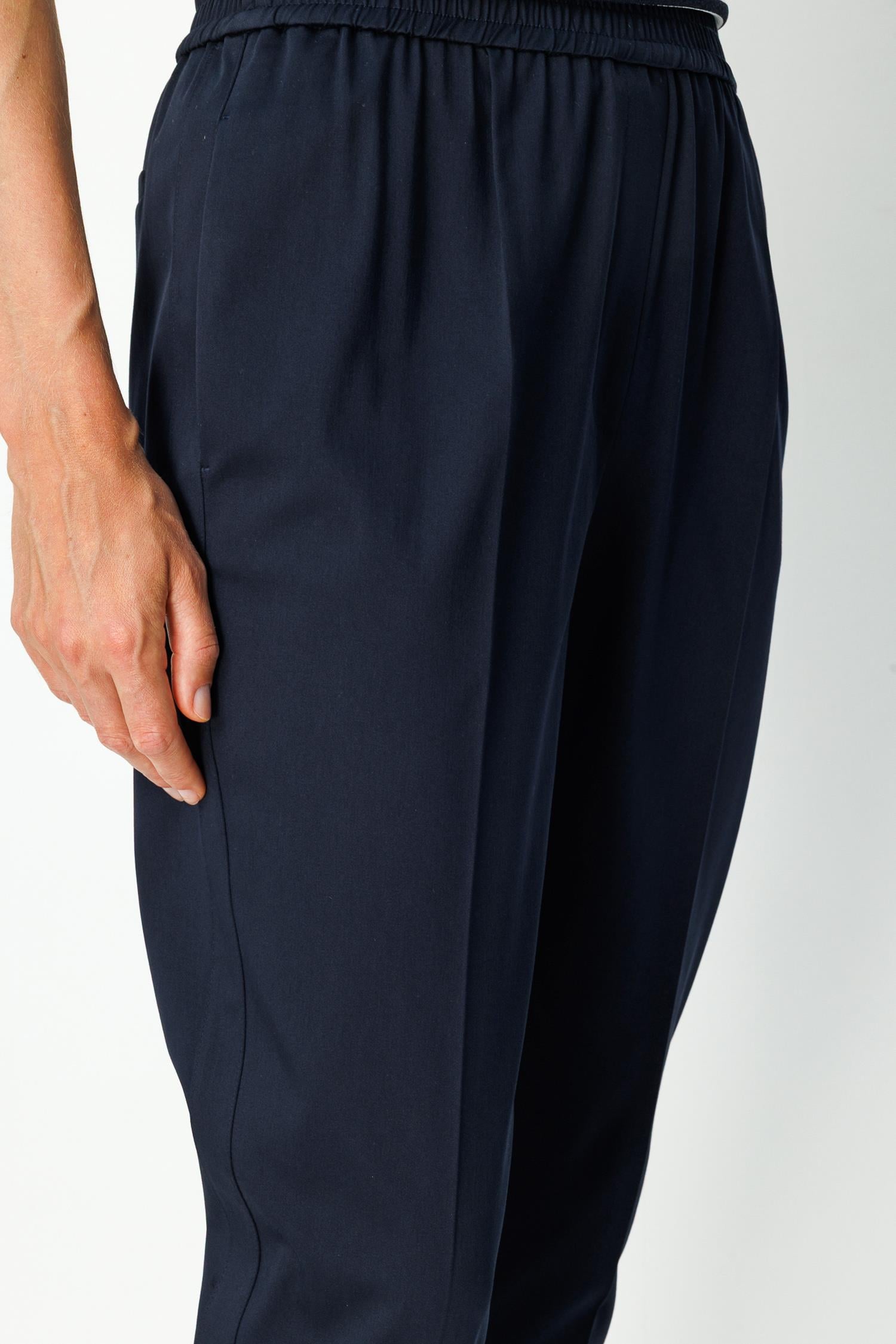 Elastan Kemerli Şeritli Koton Pantolon