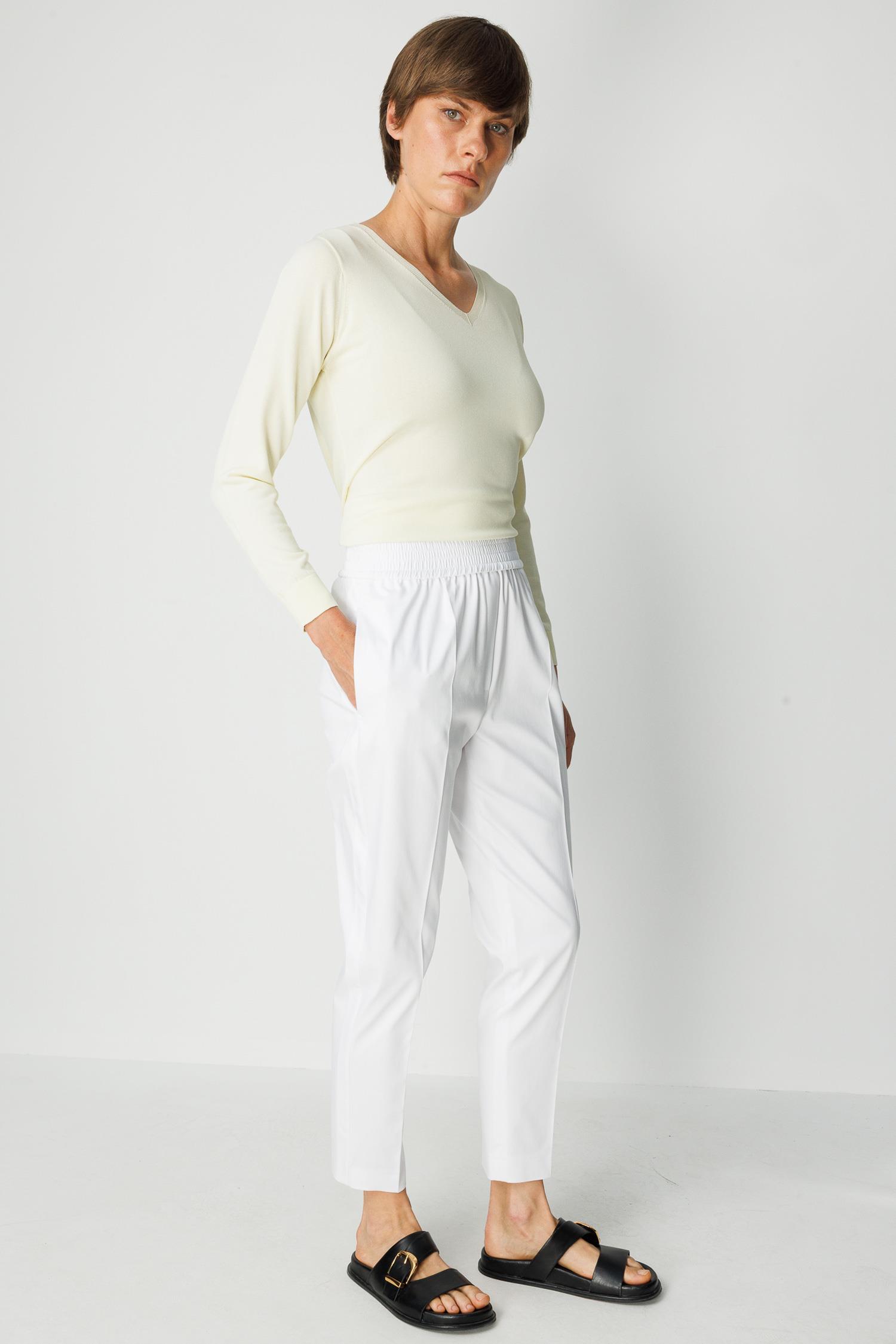 Elastan Kemerli Şeritli Koton Pantolon