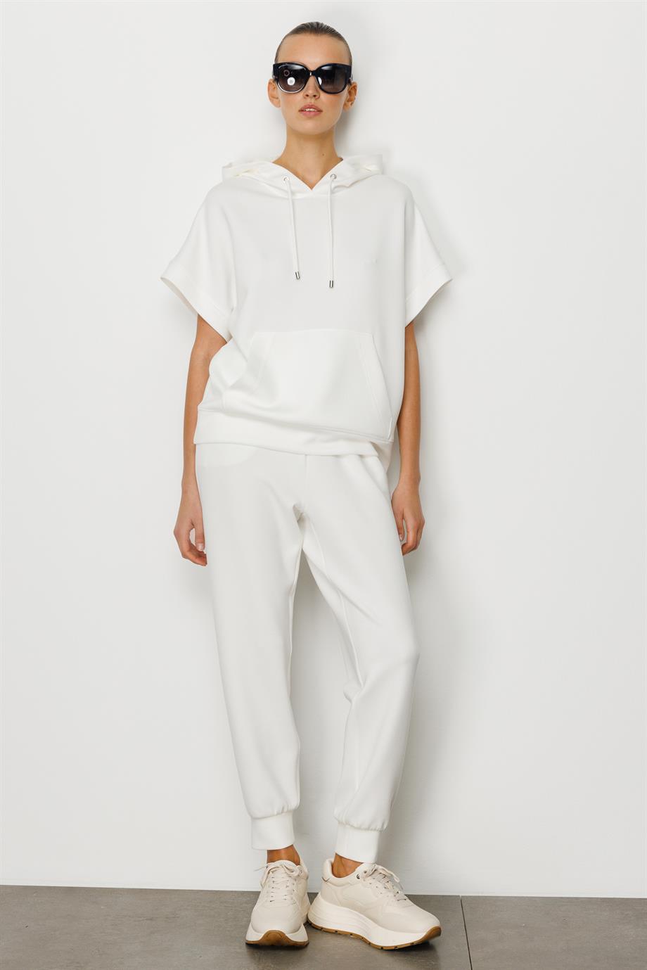 Elastan Kemerli Sweat Pantolon