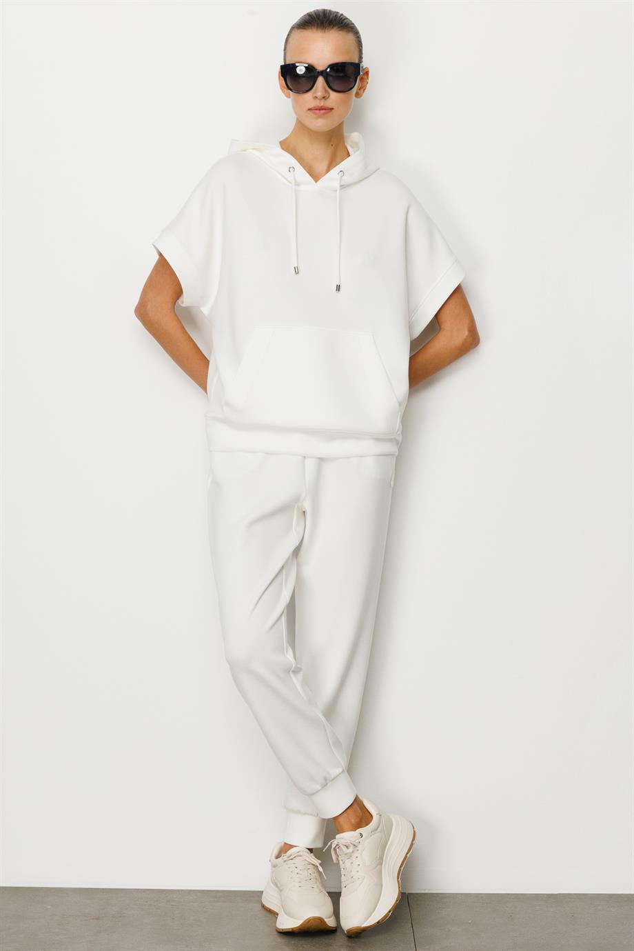 Elastan Kemerli Sweat Pantolon