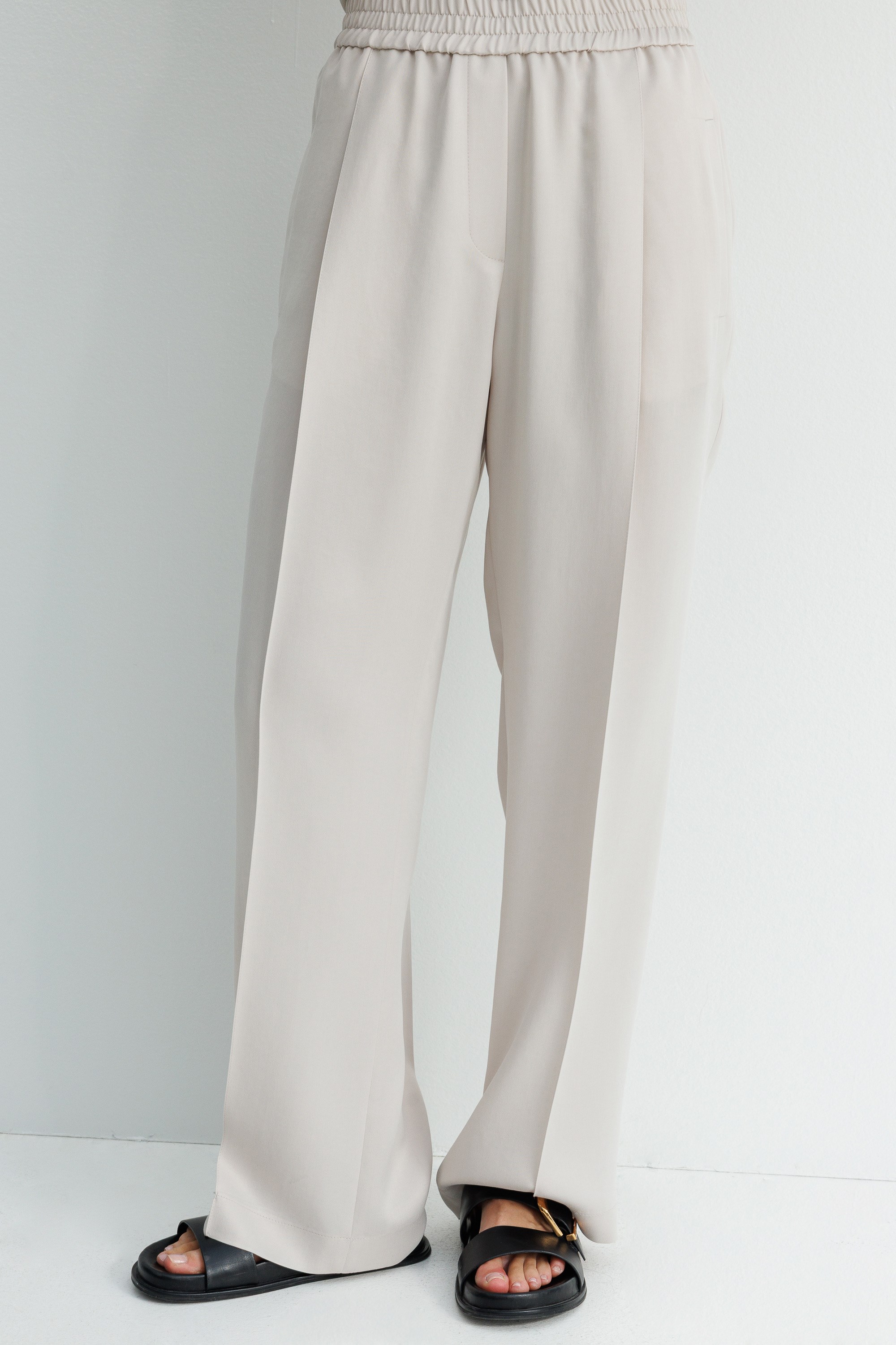 Elastan Kemerli Tek Pile Pantolon