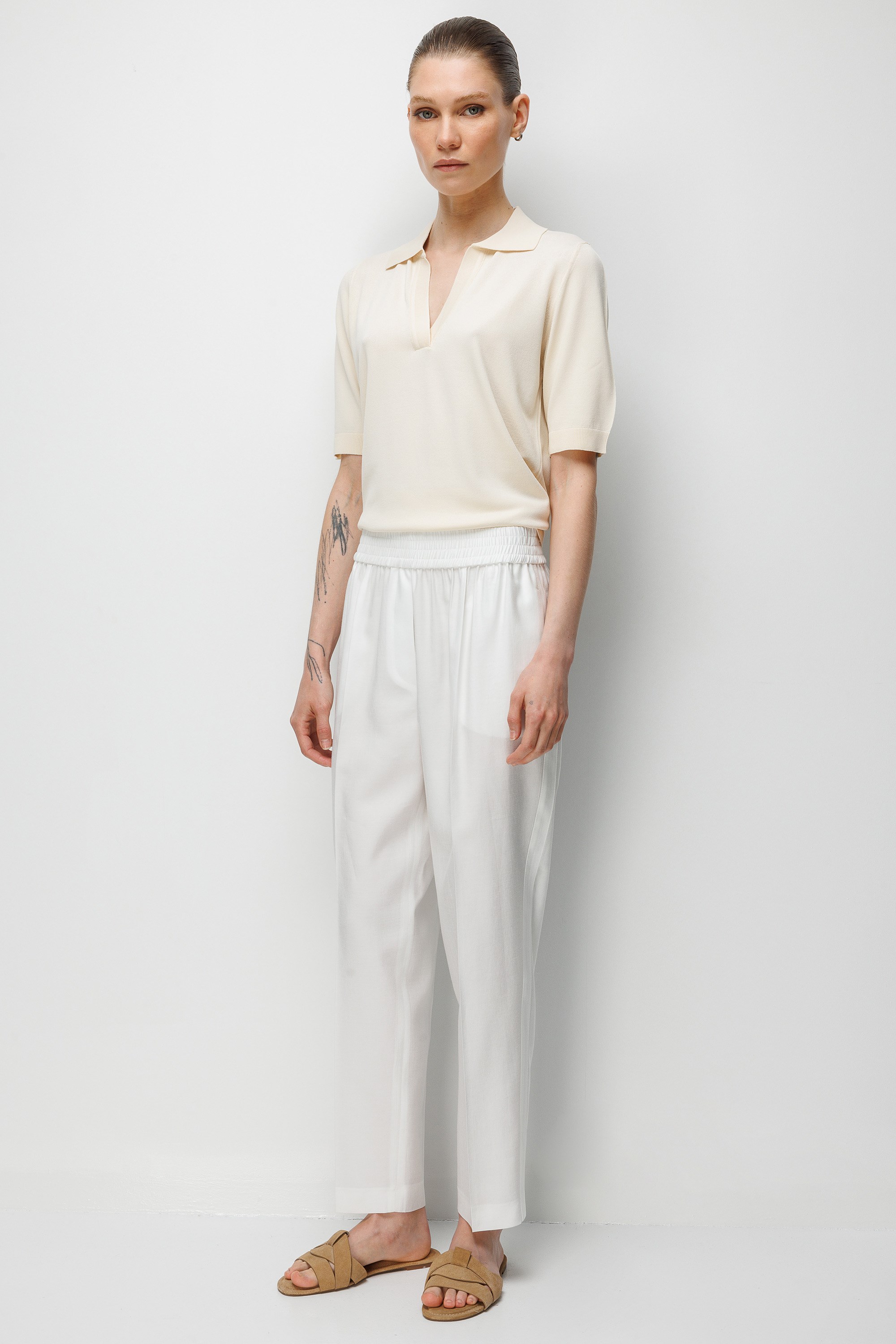 Elastan Kmerli Yanı Şeritli Pantolon