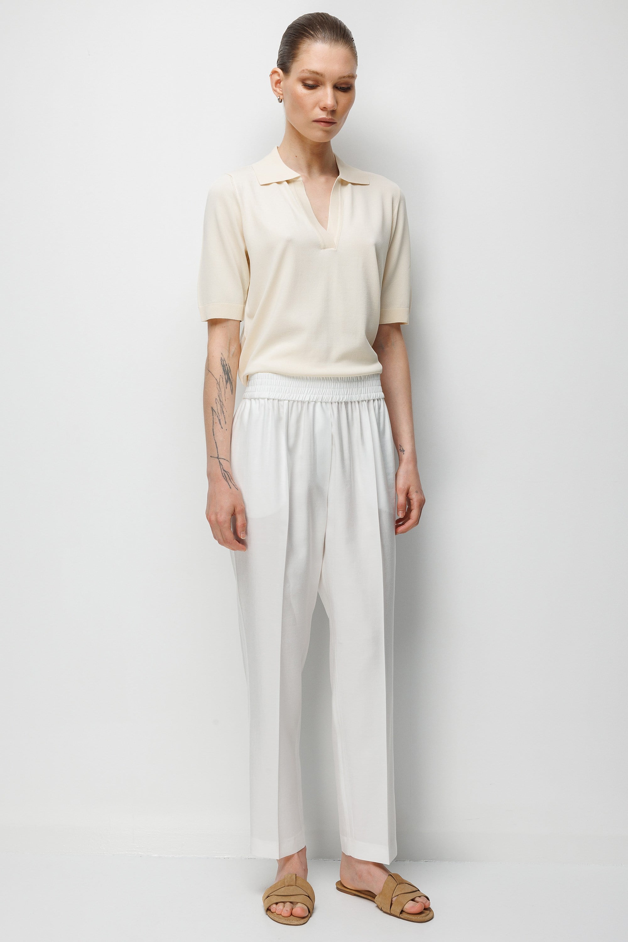 Elastan Kmerli Yanı Şeritli Pantolon