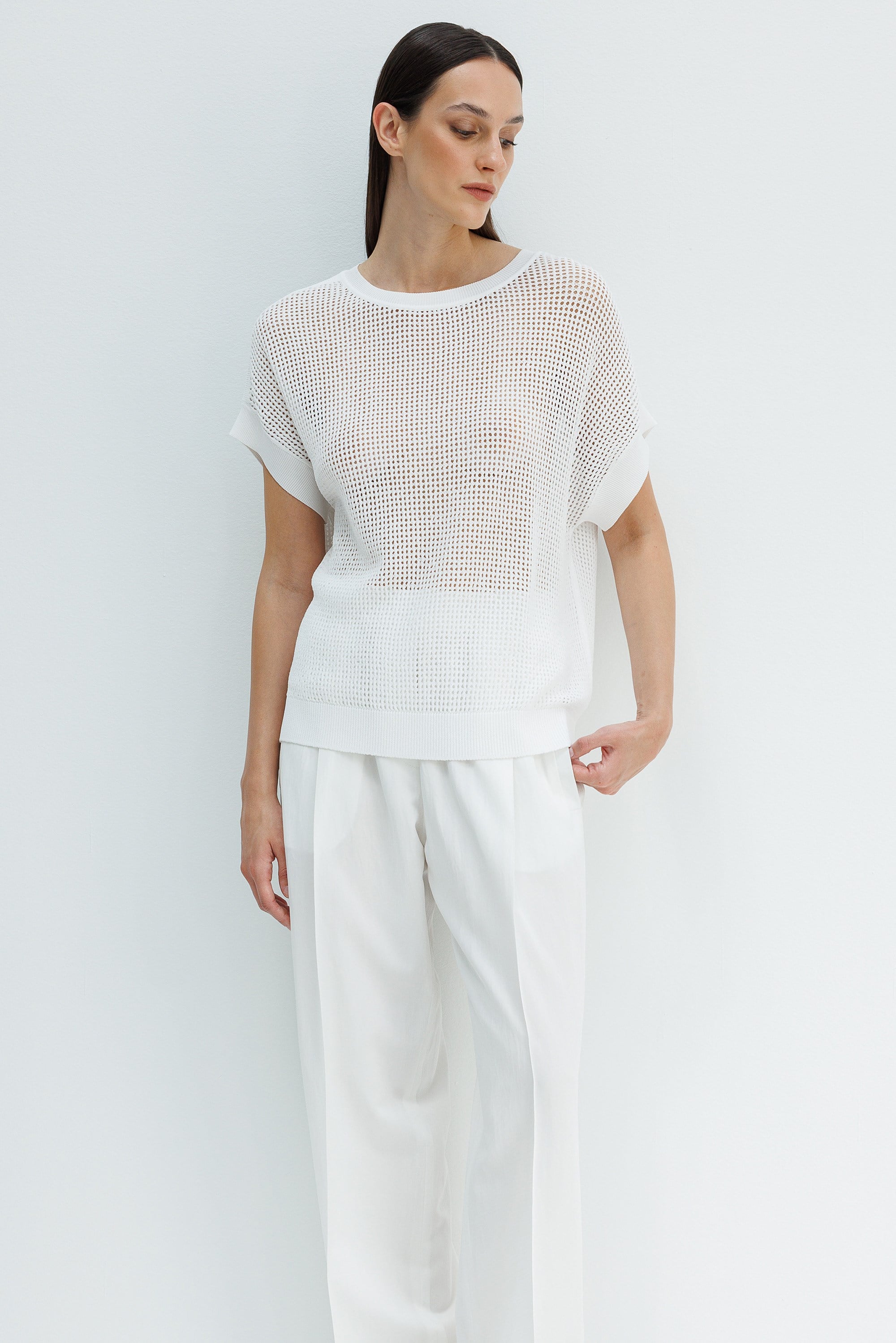 File Örgü Düşük Kol Triko