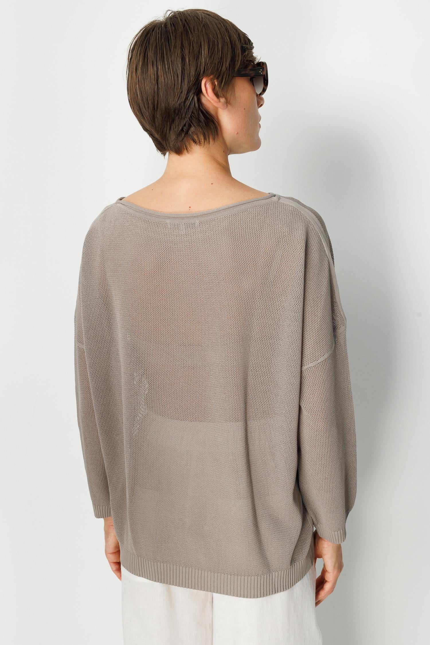 File Örgü Kayık Yaka Triko