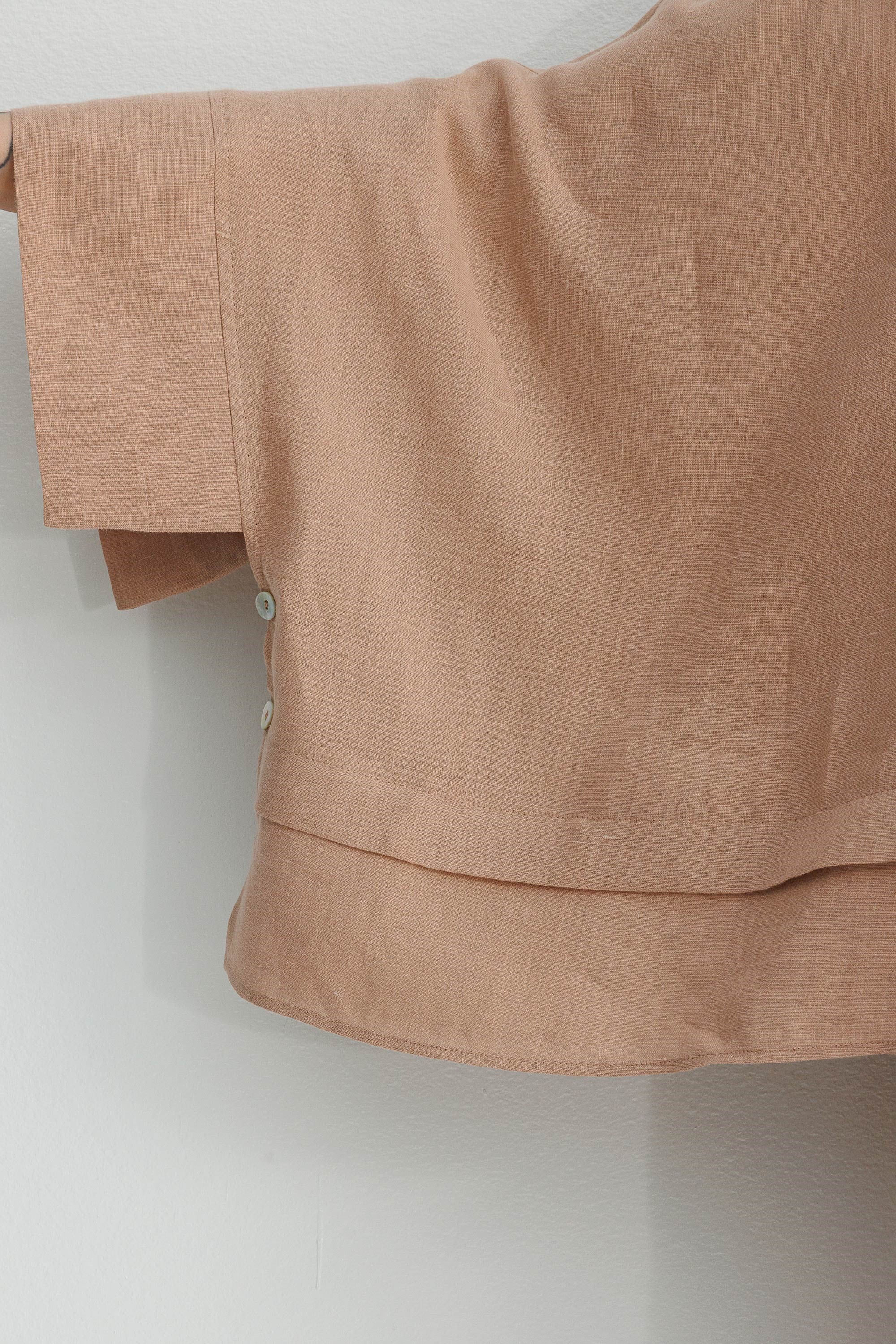 Geniş Manşetli Keten Bluz