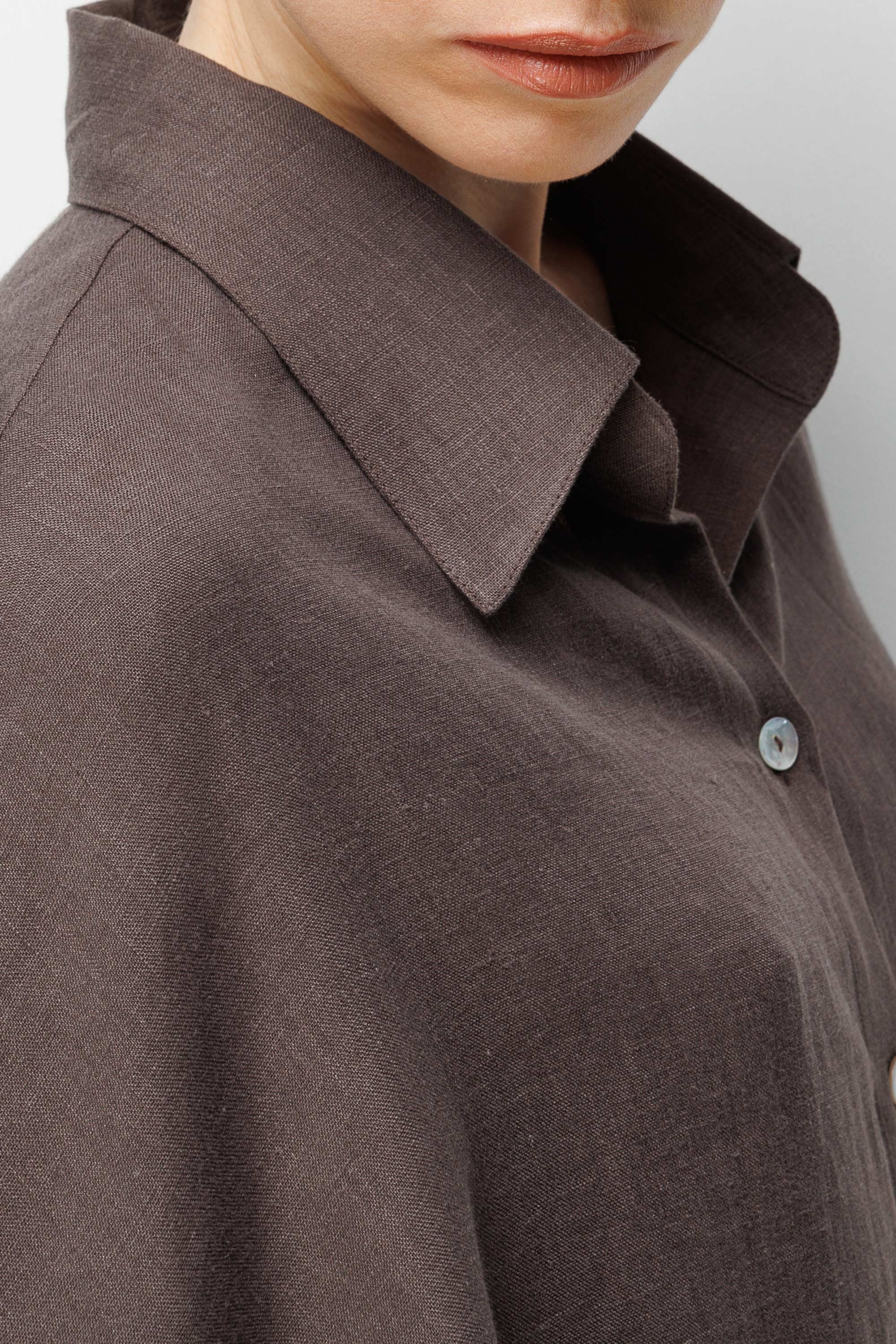 Geniş Manşetli Keten Bluz