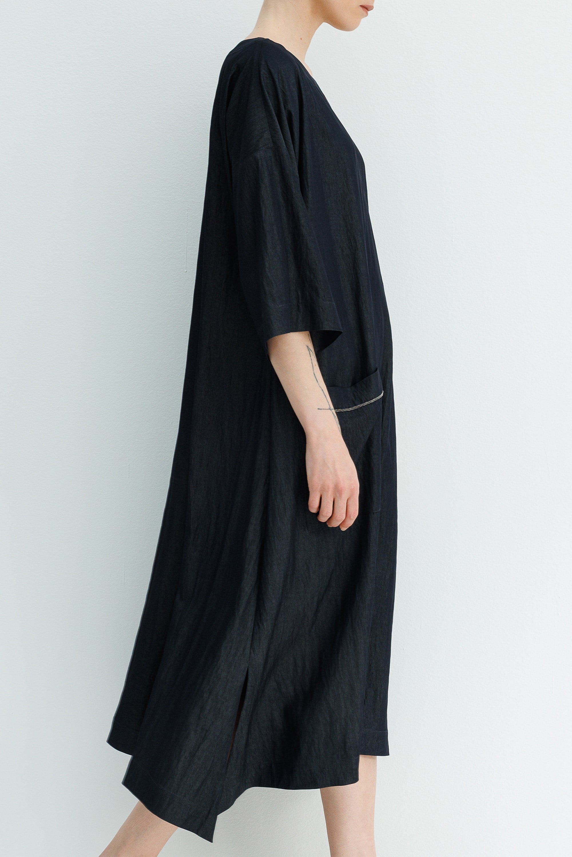 Kayık Yaka Cepli Elbise