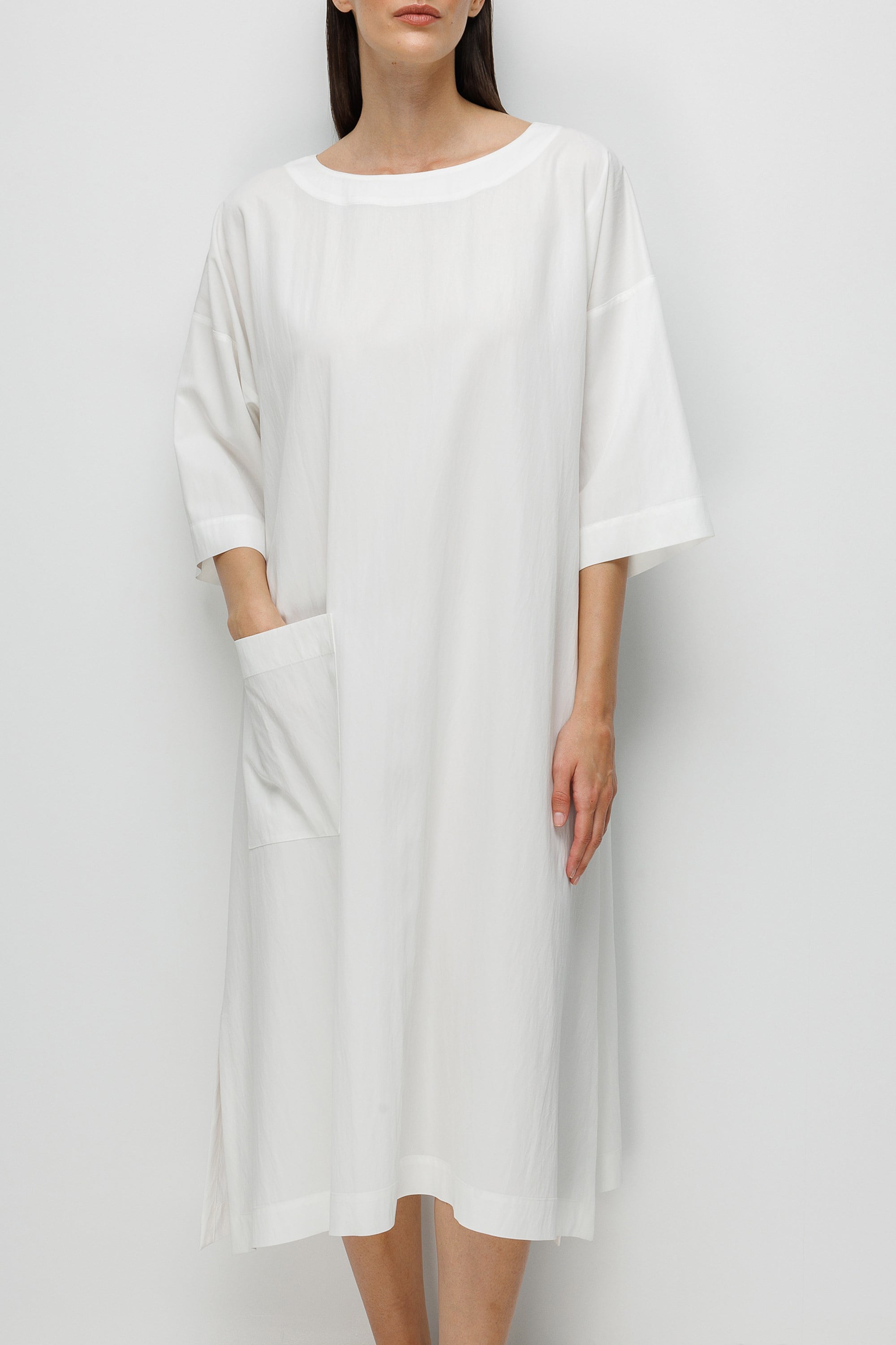 Kayık Yaka Cepli Elbise