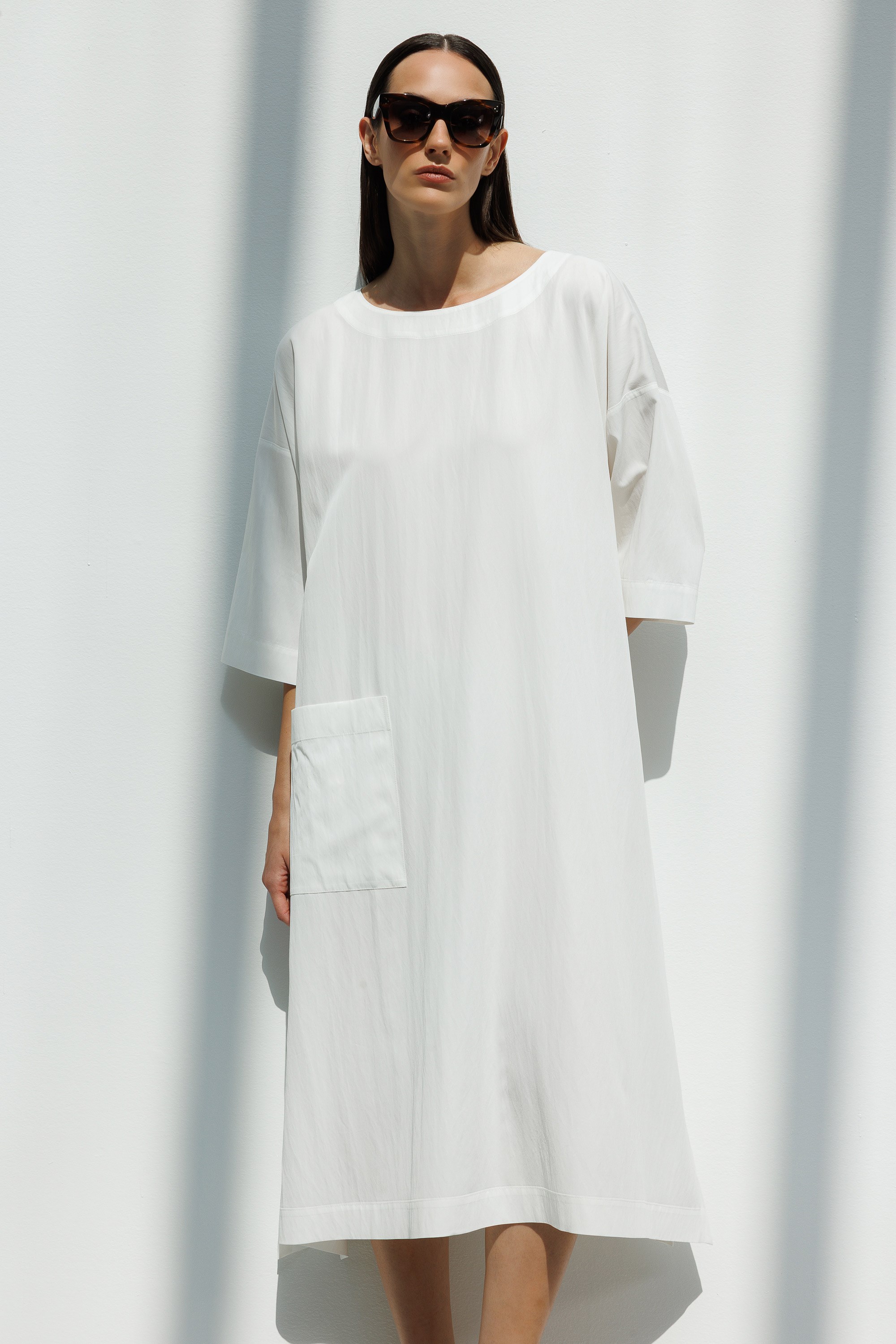 Kayık Yaka Cepli Elbise