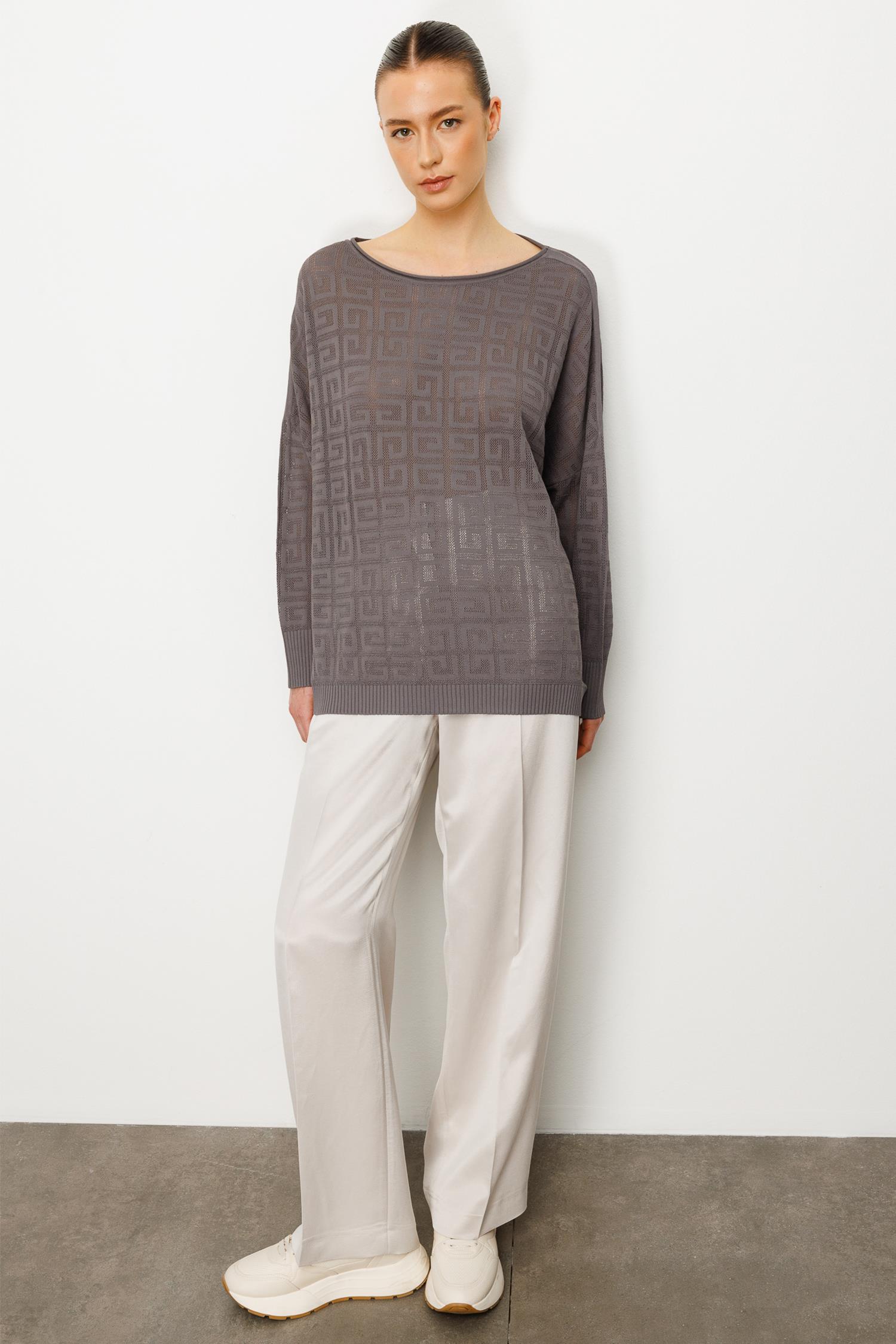 Kayık Yaka Jakarlı Triko