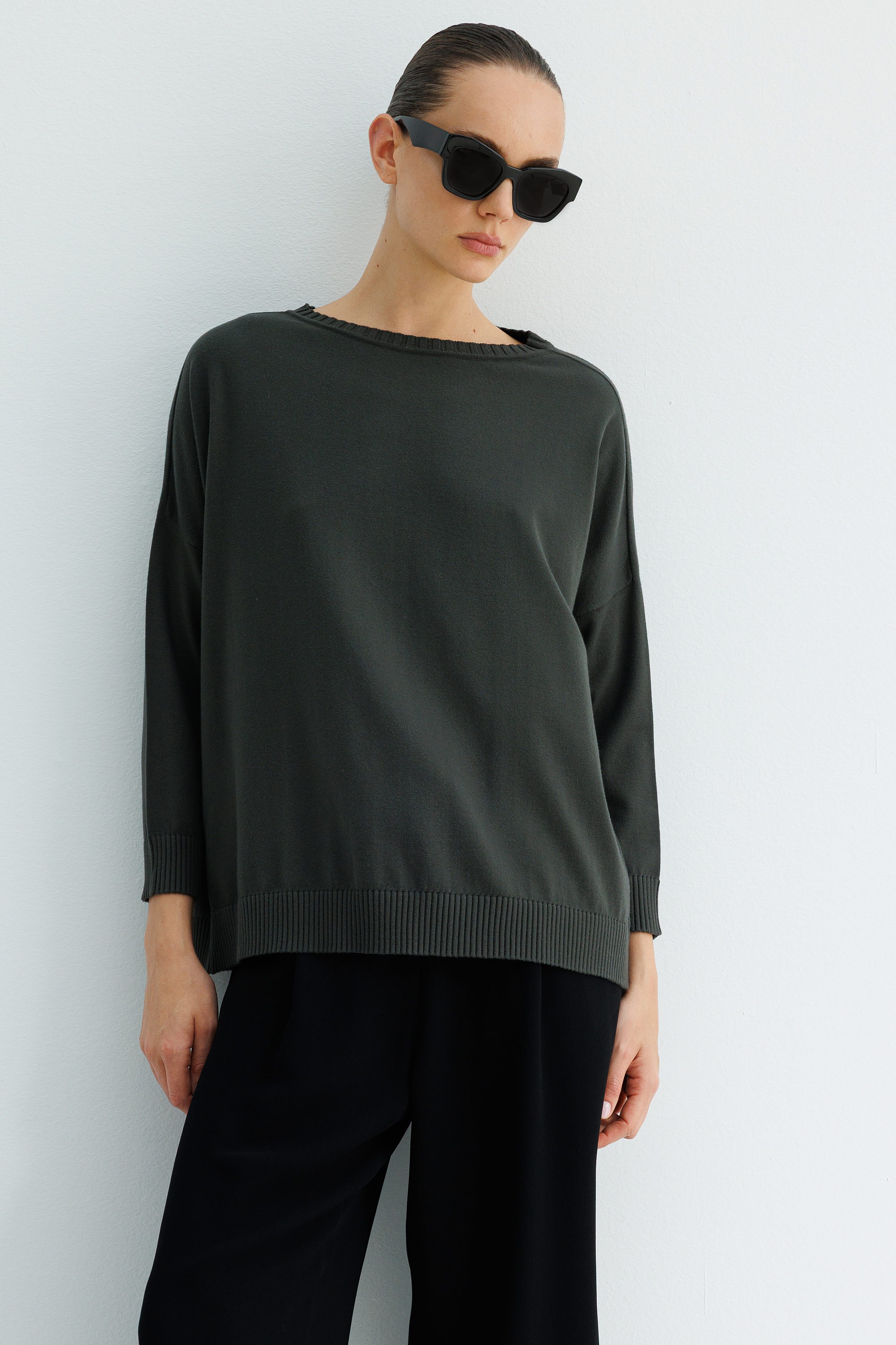 Kayık Yaka Oversize Triko
