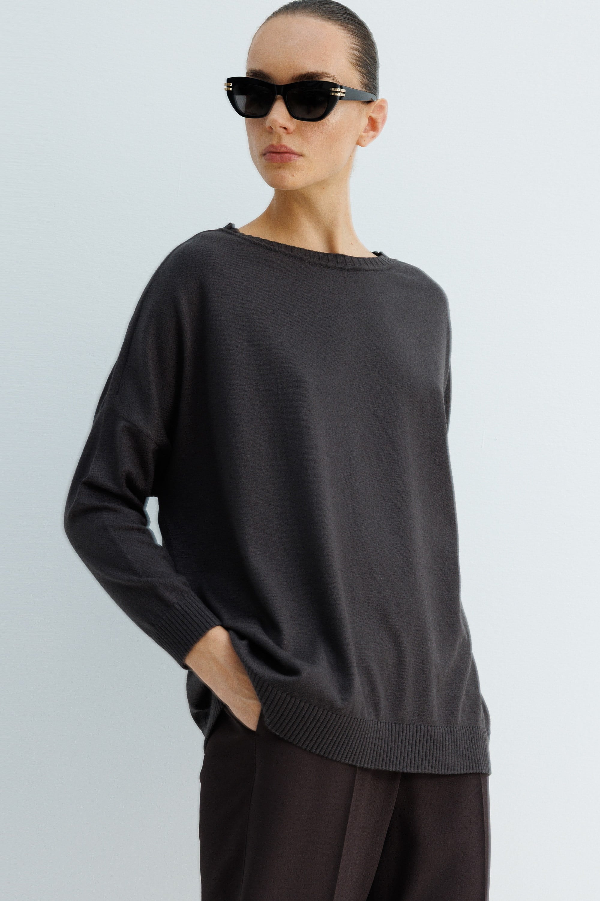 Kayık Yaka Oversize Triko