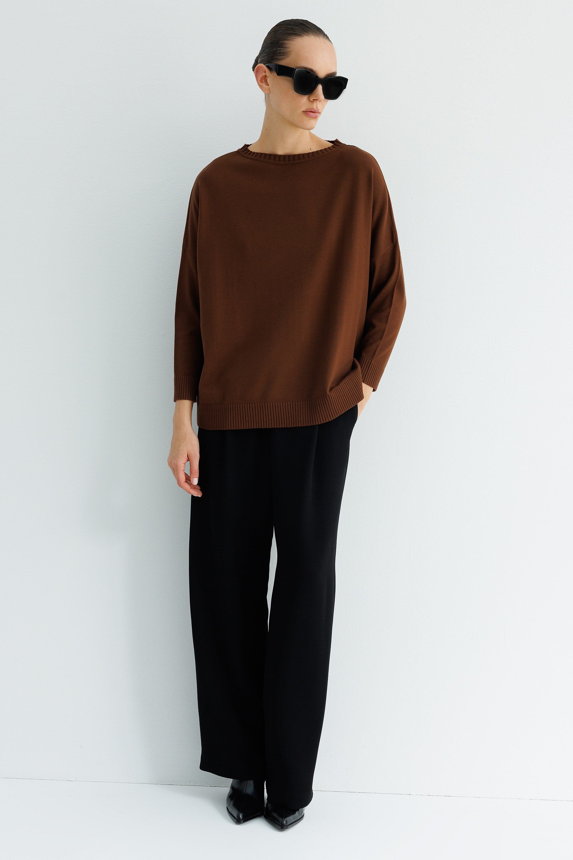 Kayık Yaka Oversize Triko