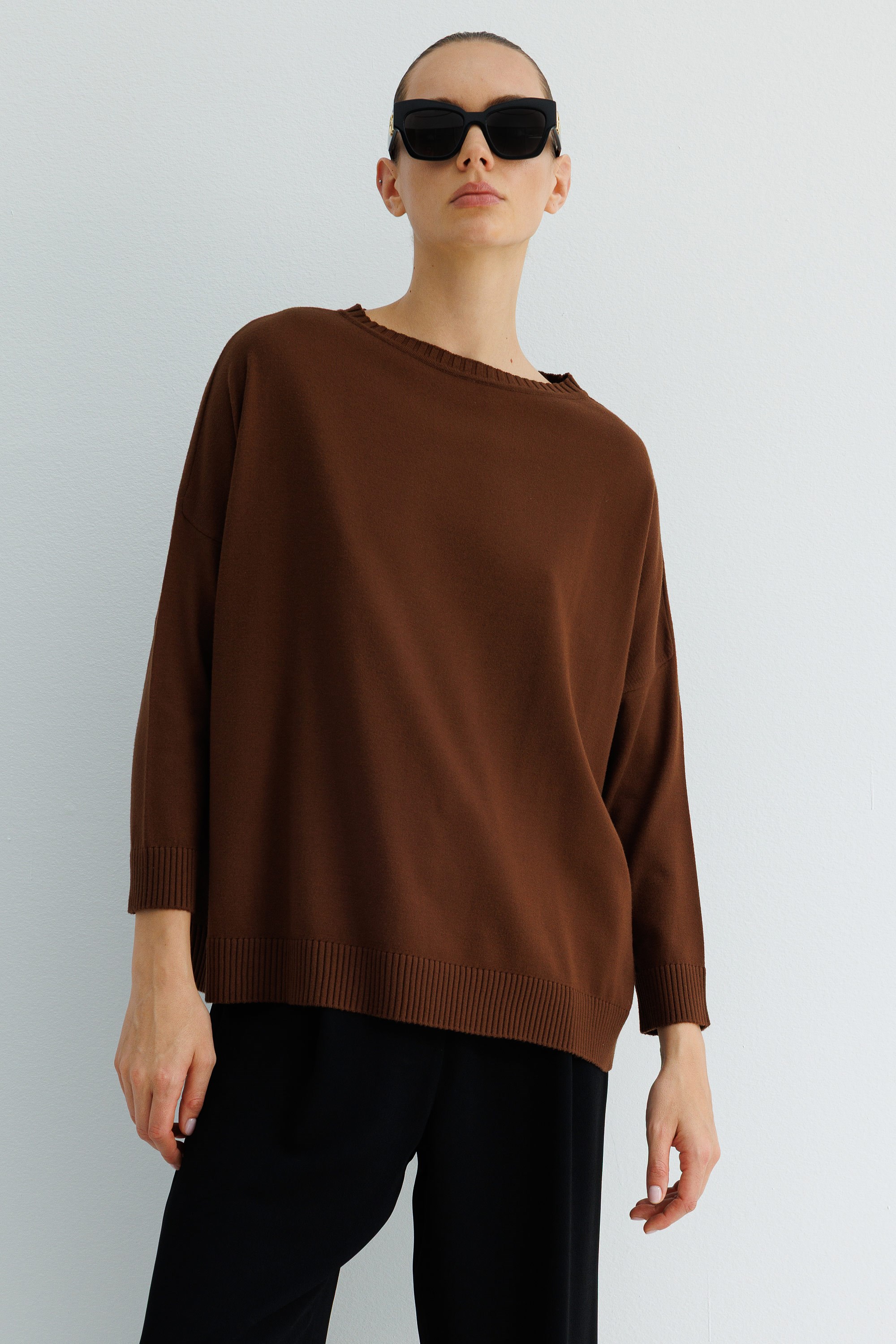Kayık Yaka Oversize Triko