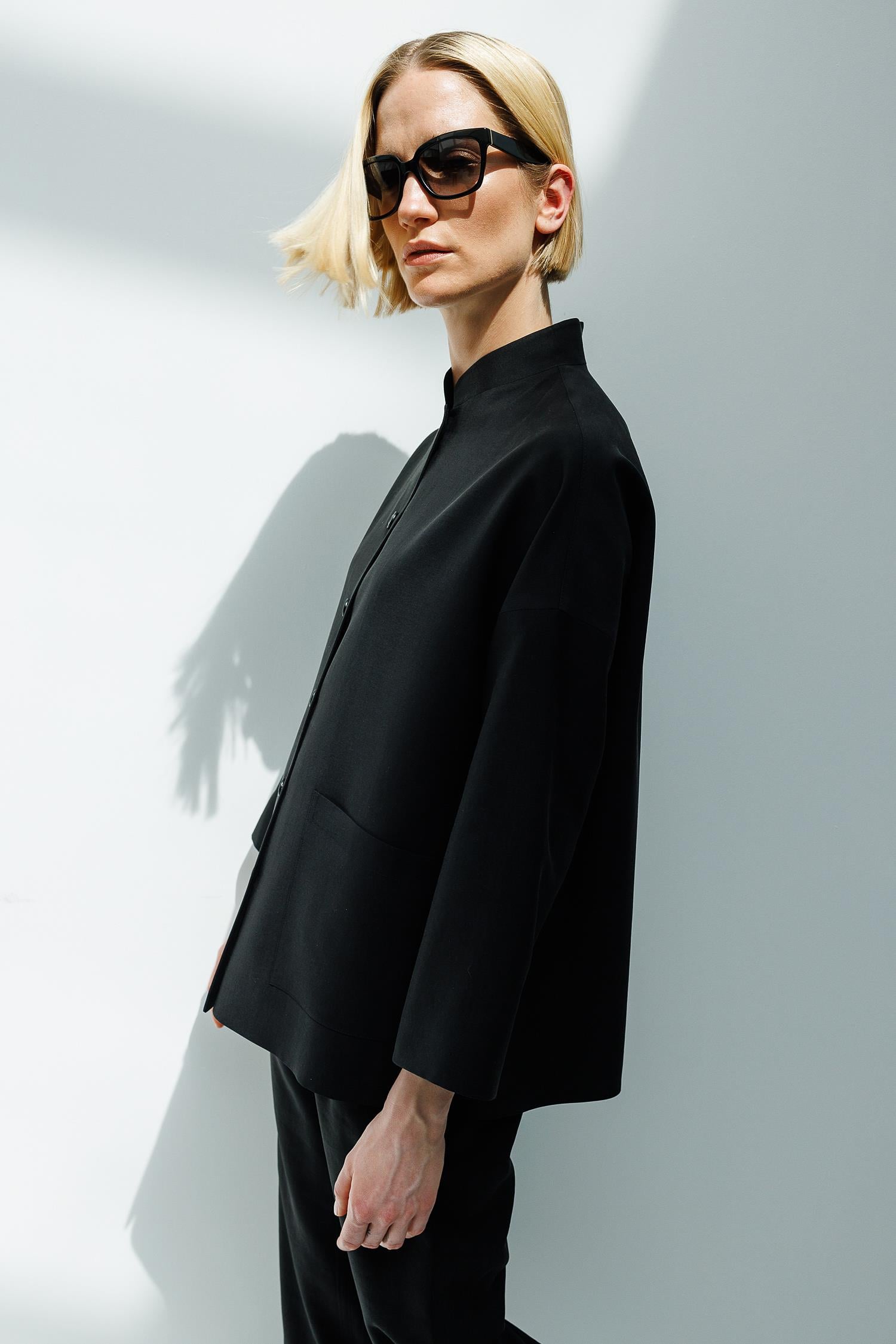 Kimona Yaka Dıştan Cepli Ceket