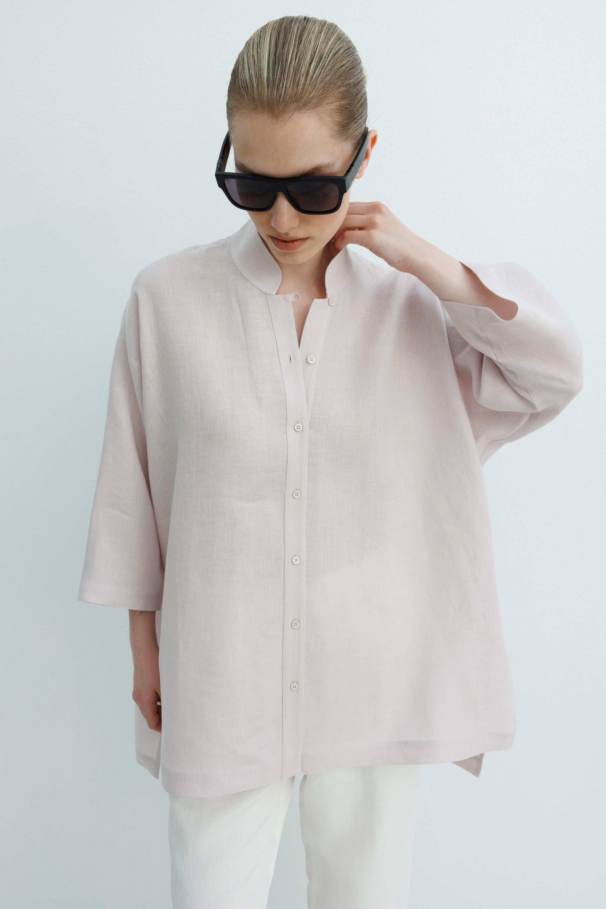 Kimono Yaka Uzun Gömlek