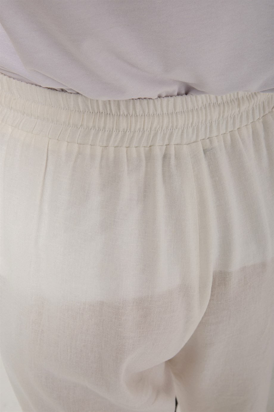 Kısa Keten Bol Pantolon