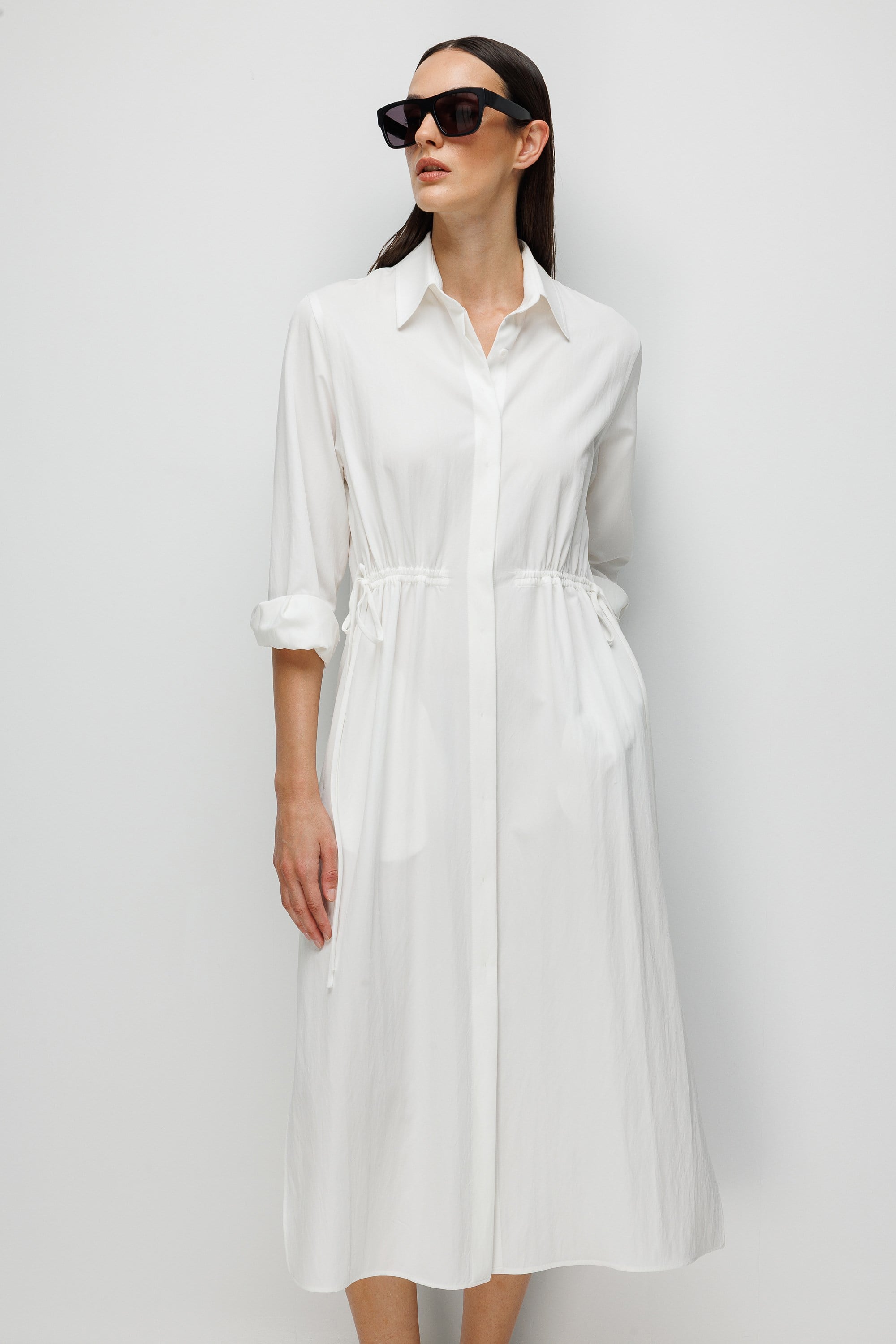 Kordonlu Gömlek Elbise