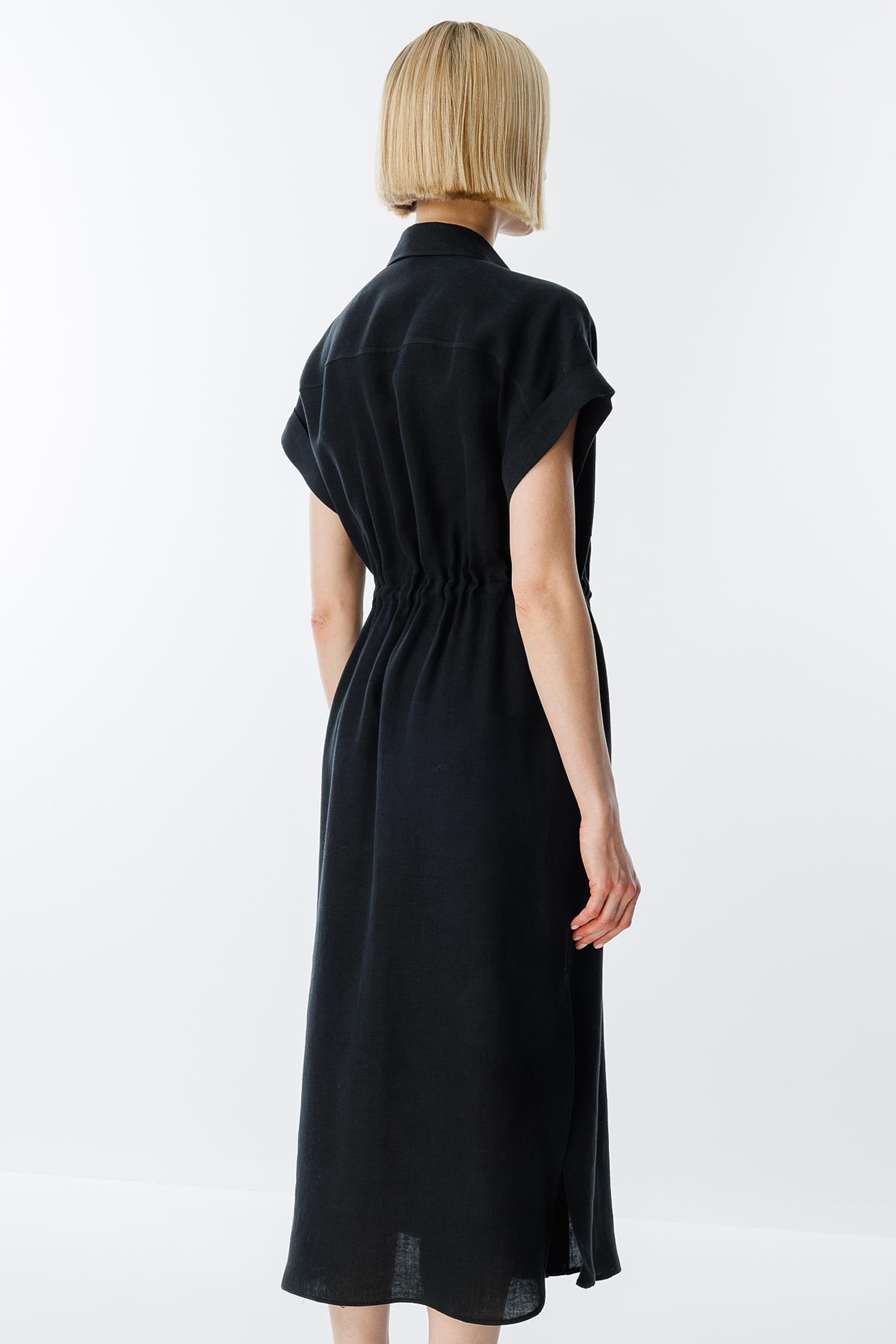 Metal Aksesuarlı Keten Elbise