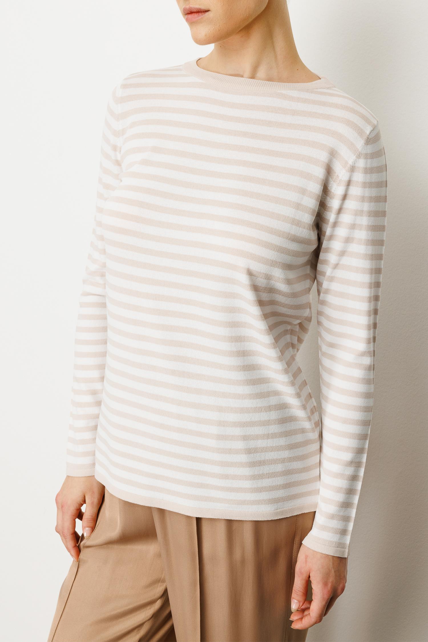 O Yaka Çizgili Kol Triko