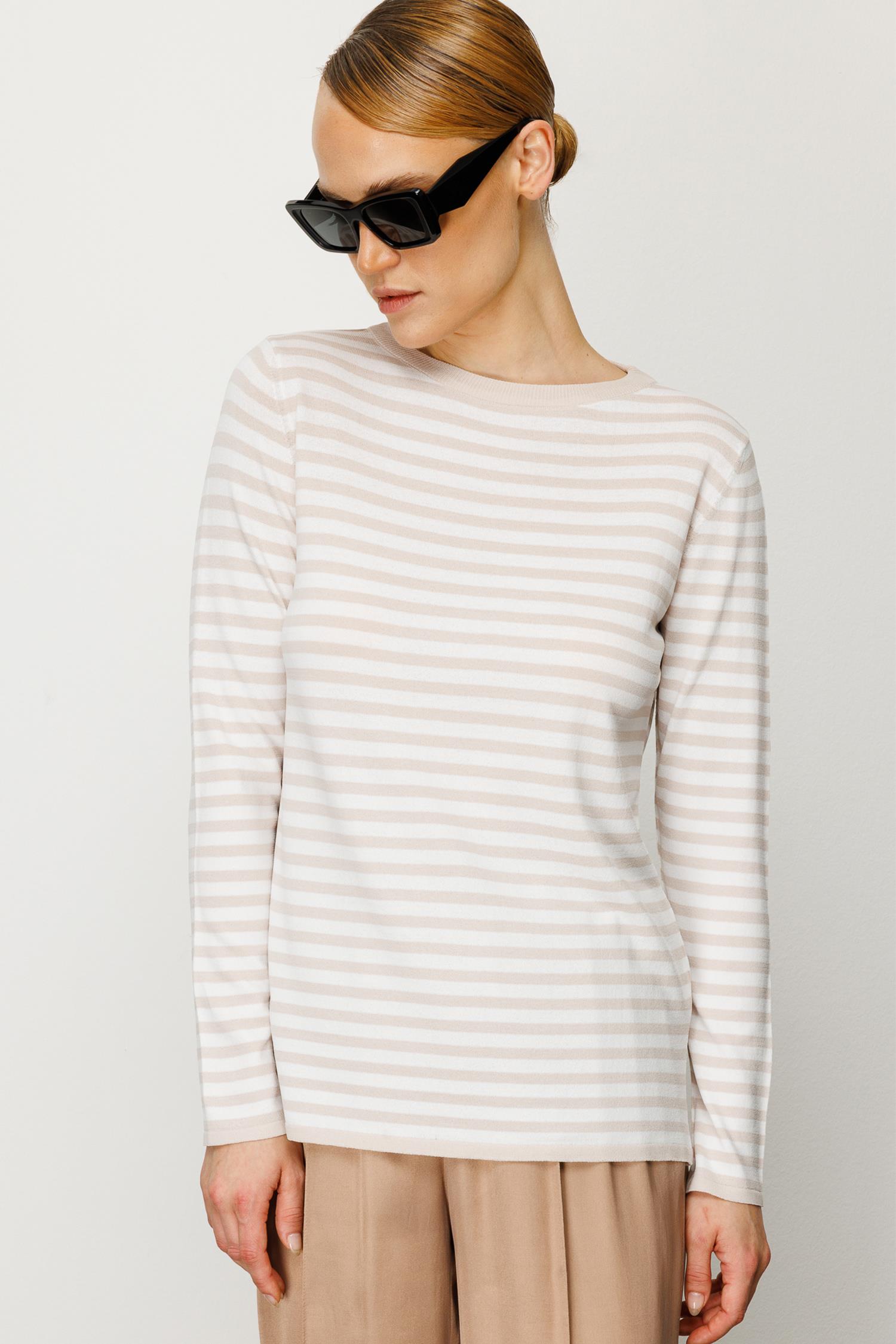 O Yaka Çizgili Kol Triko