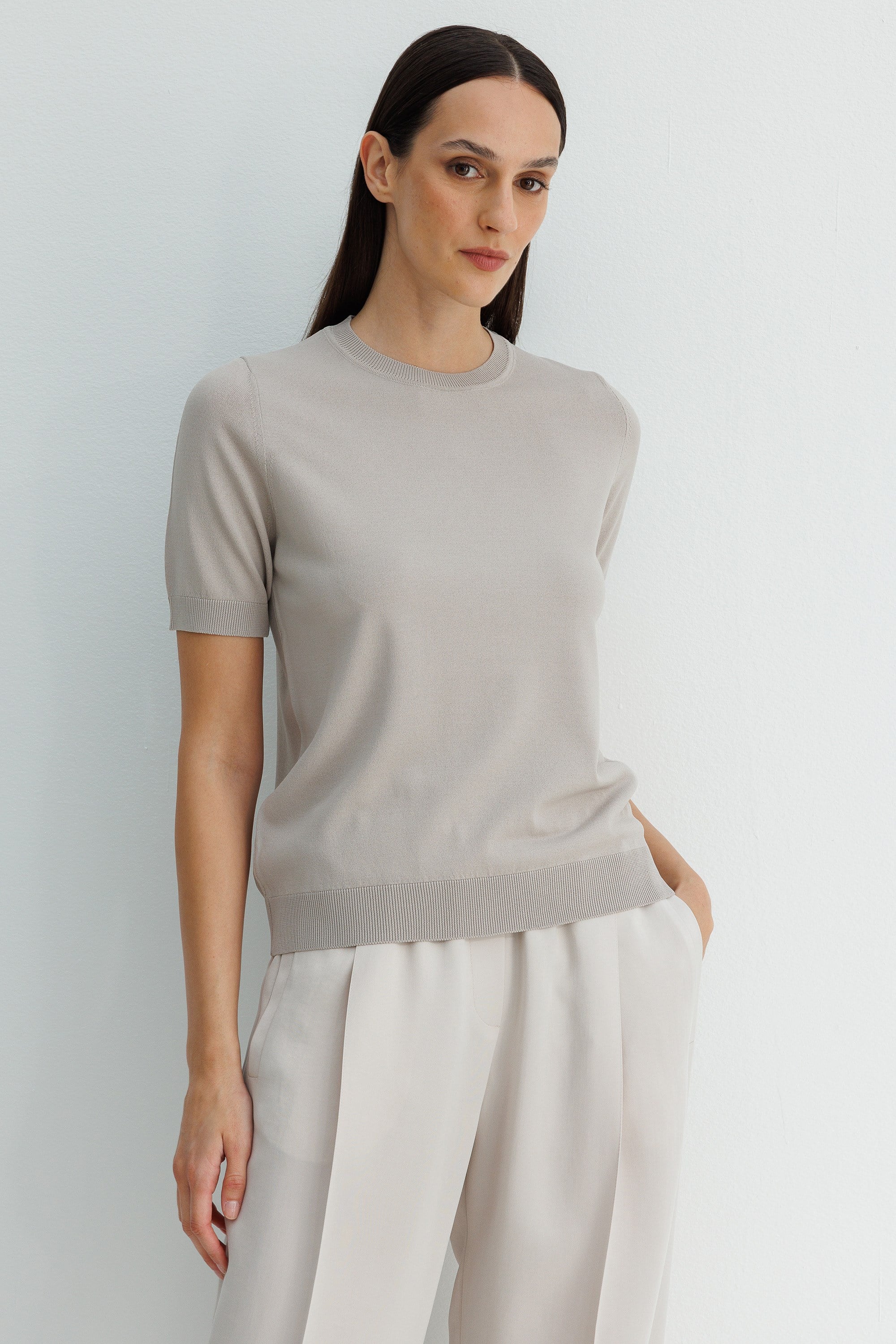 O Yaka Yarım Kol Triko