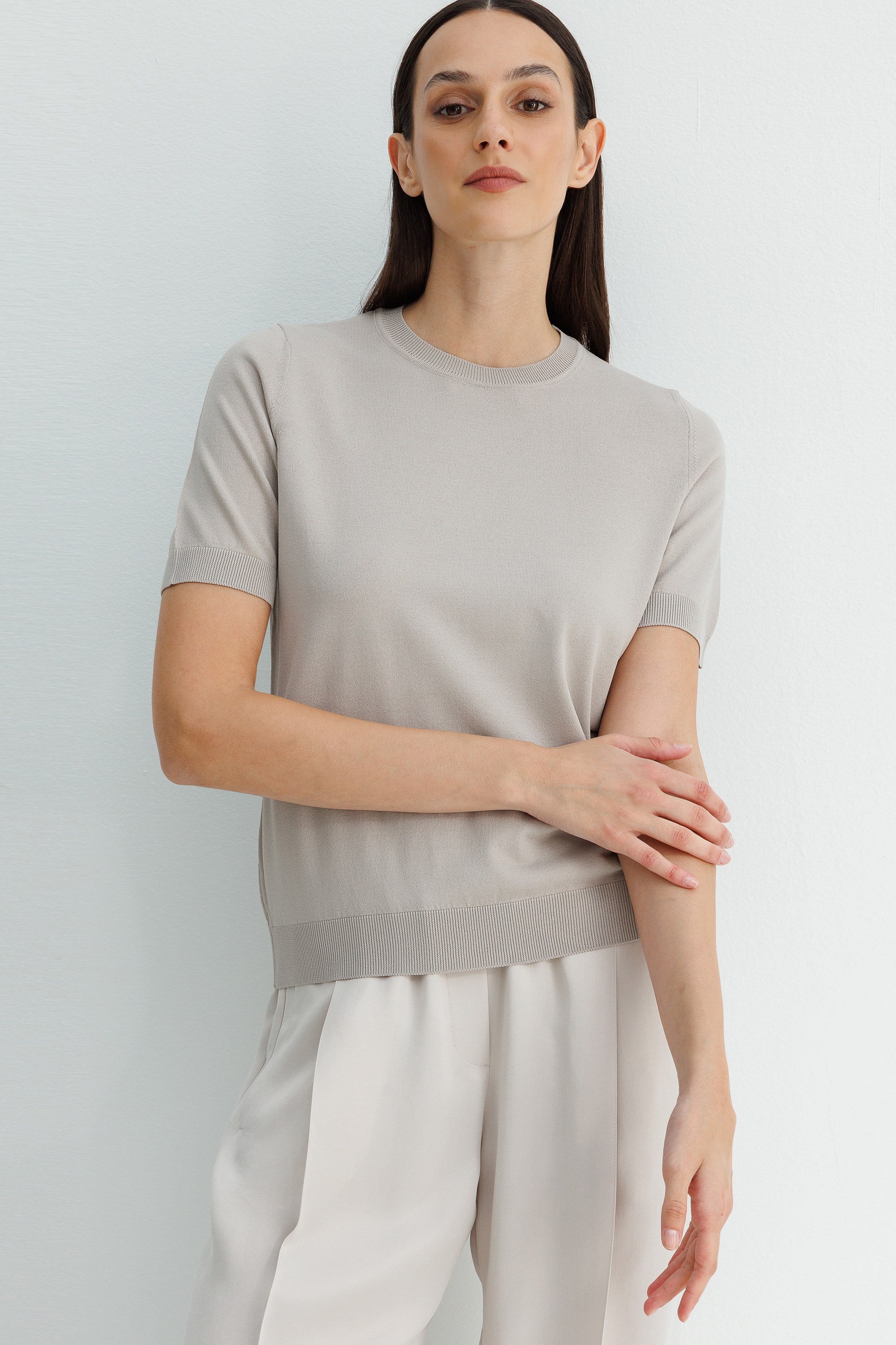 O Yaka Yarım Kol Triko