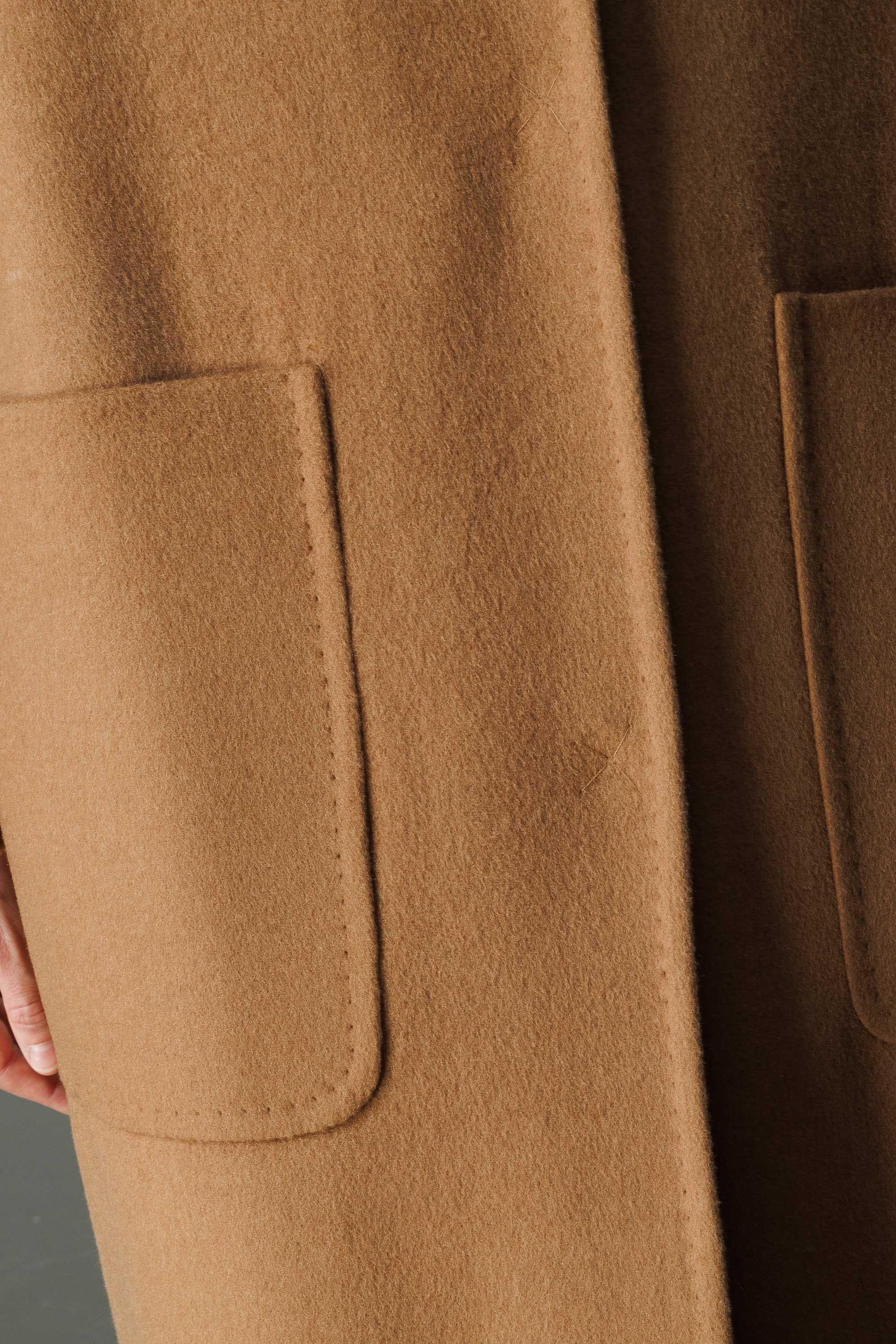 O Yaka Yırtmaçlı Uzun Manto