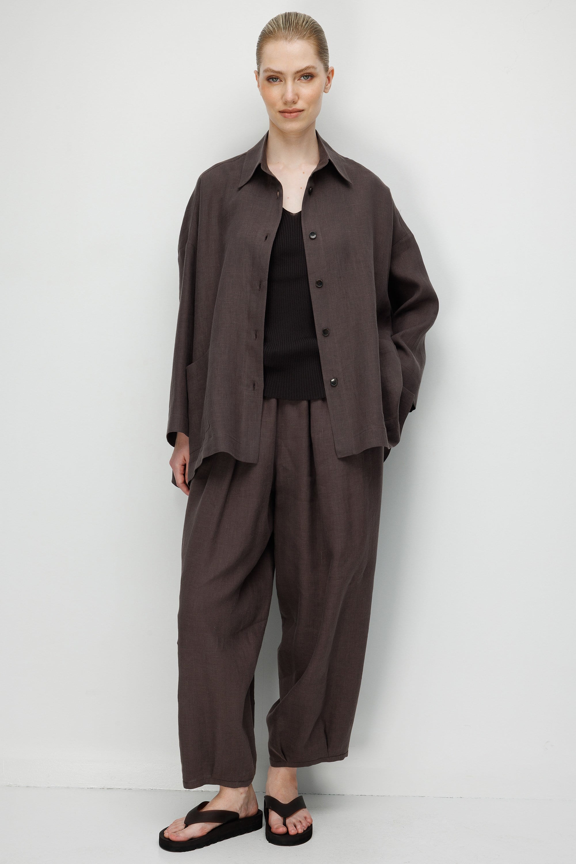 Oversize Cepli Keten Ceket