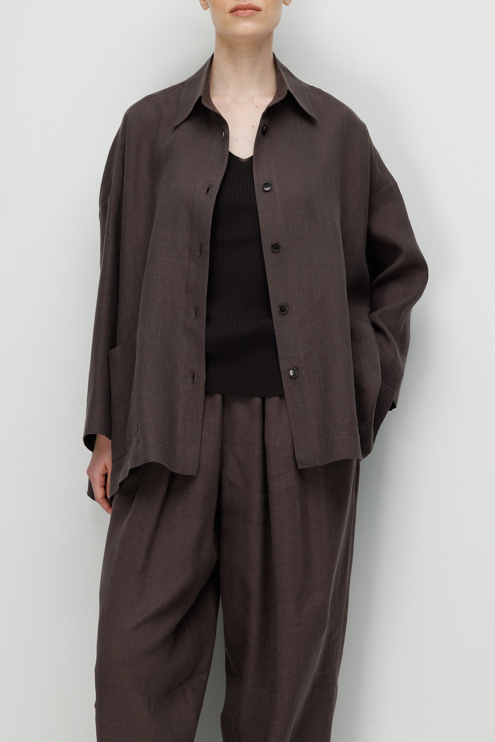 Oversize Cepli Keten Ceket
