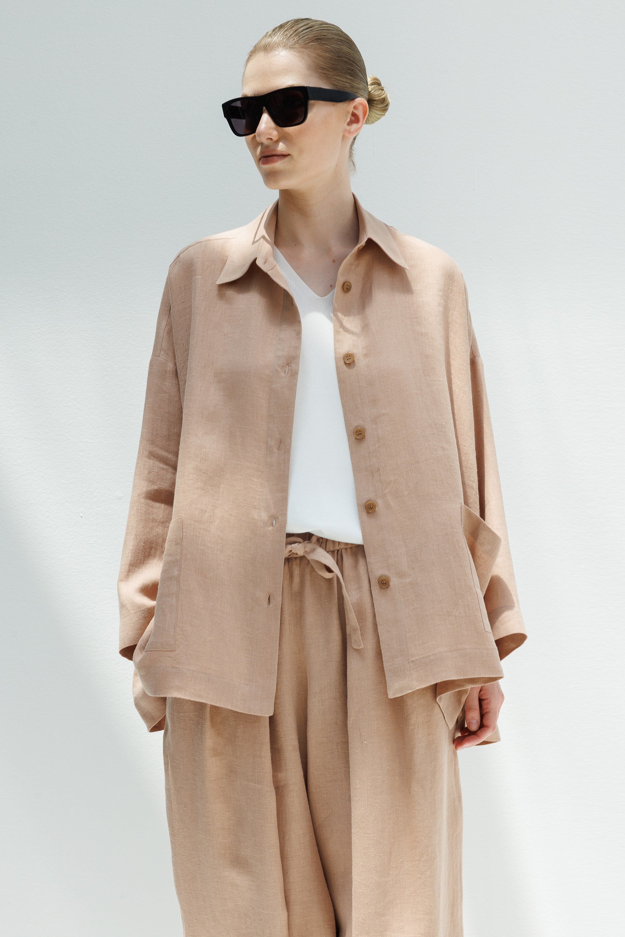 Oversize Cepli Keten Ceket