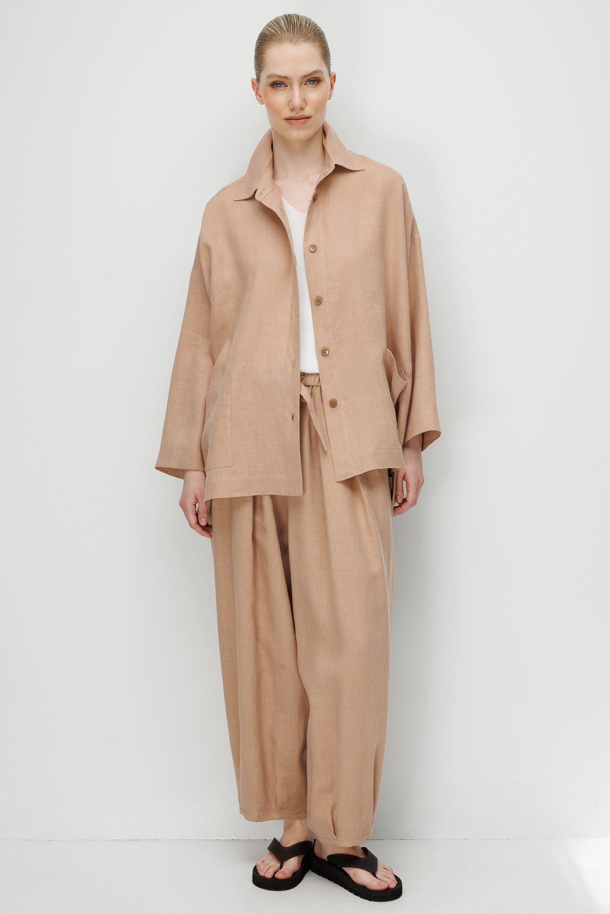 Oversize Cepli Keten Ceket