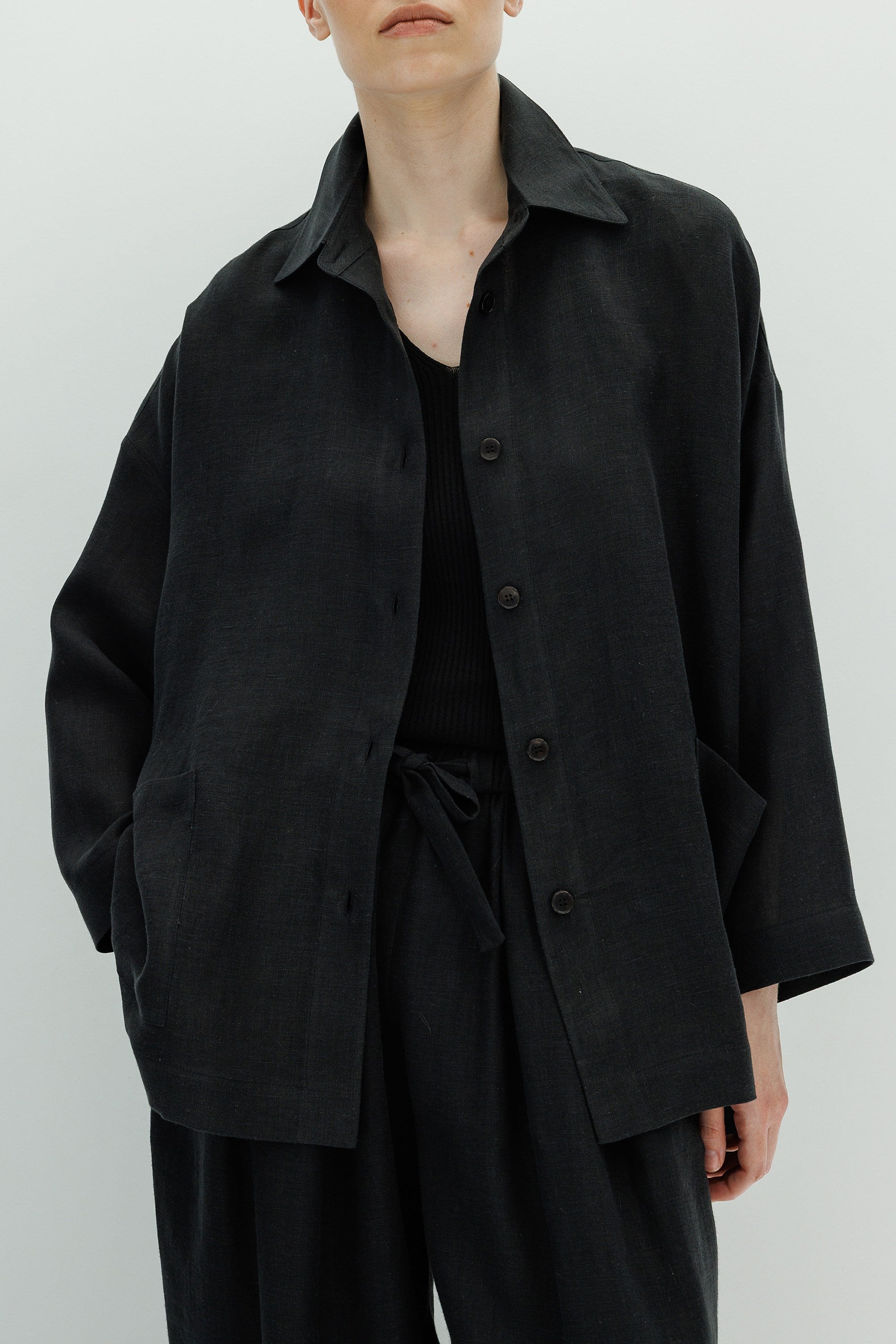 Oversize Cepli Keten Ceket