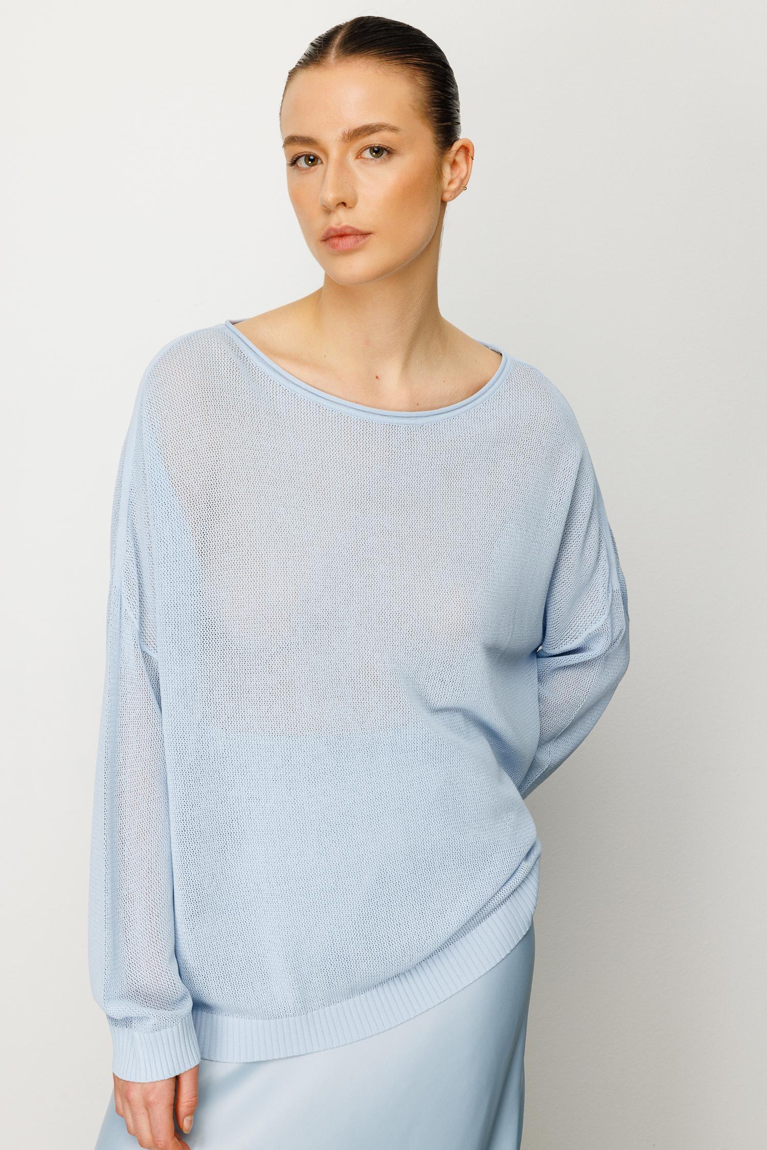Petek Örgü Kayık Yaka Triko