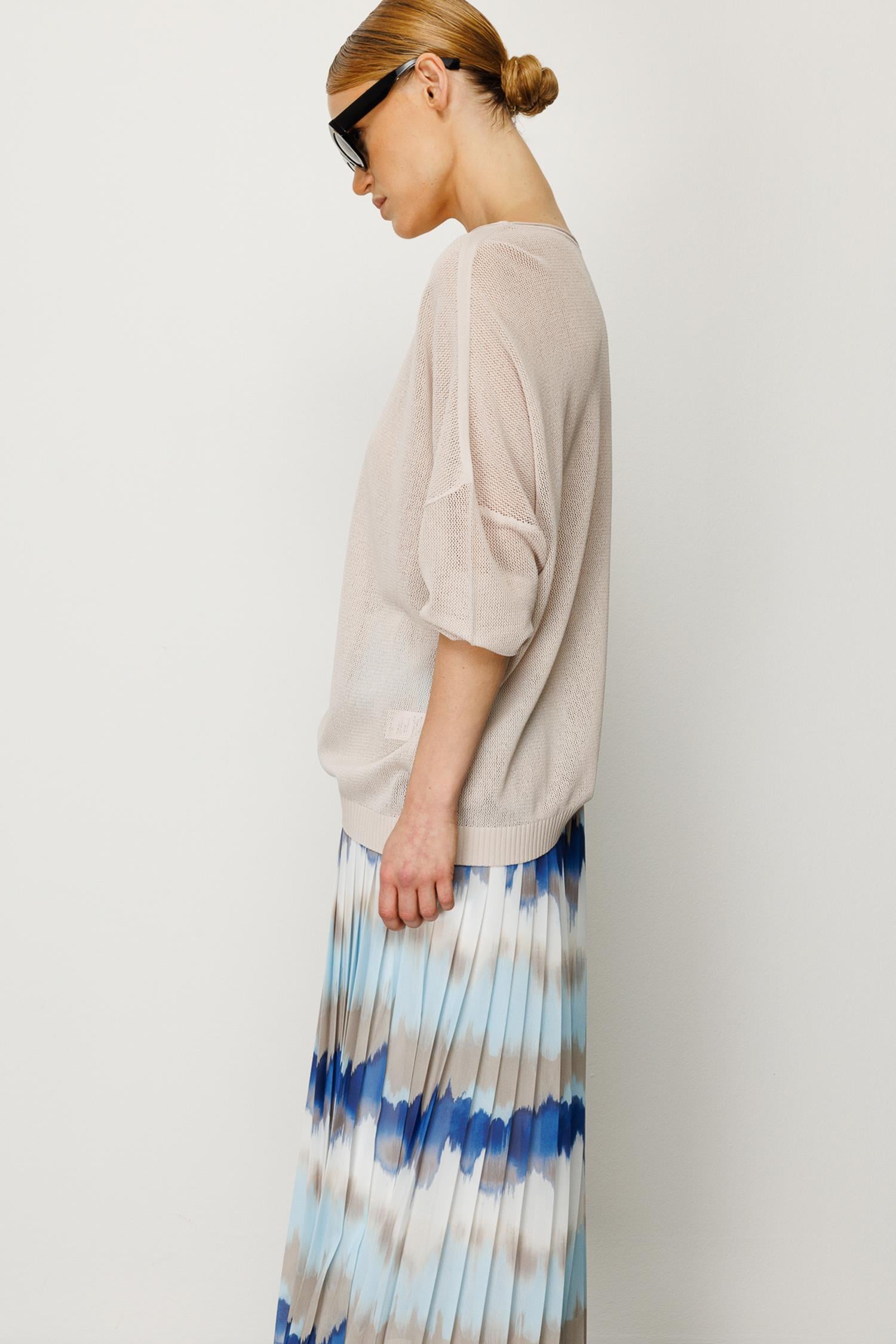 Petek Örgü Kayık Yaka Triko