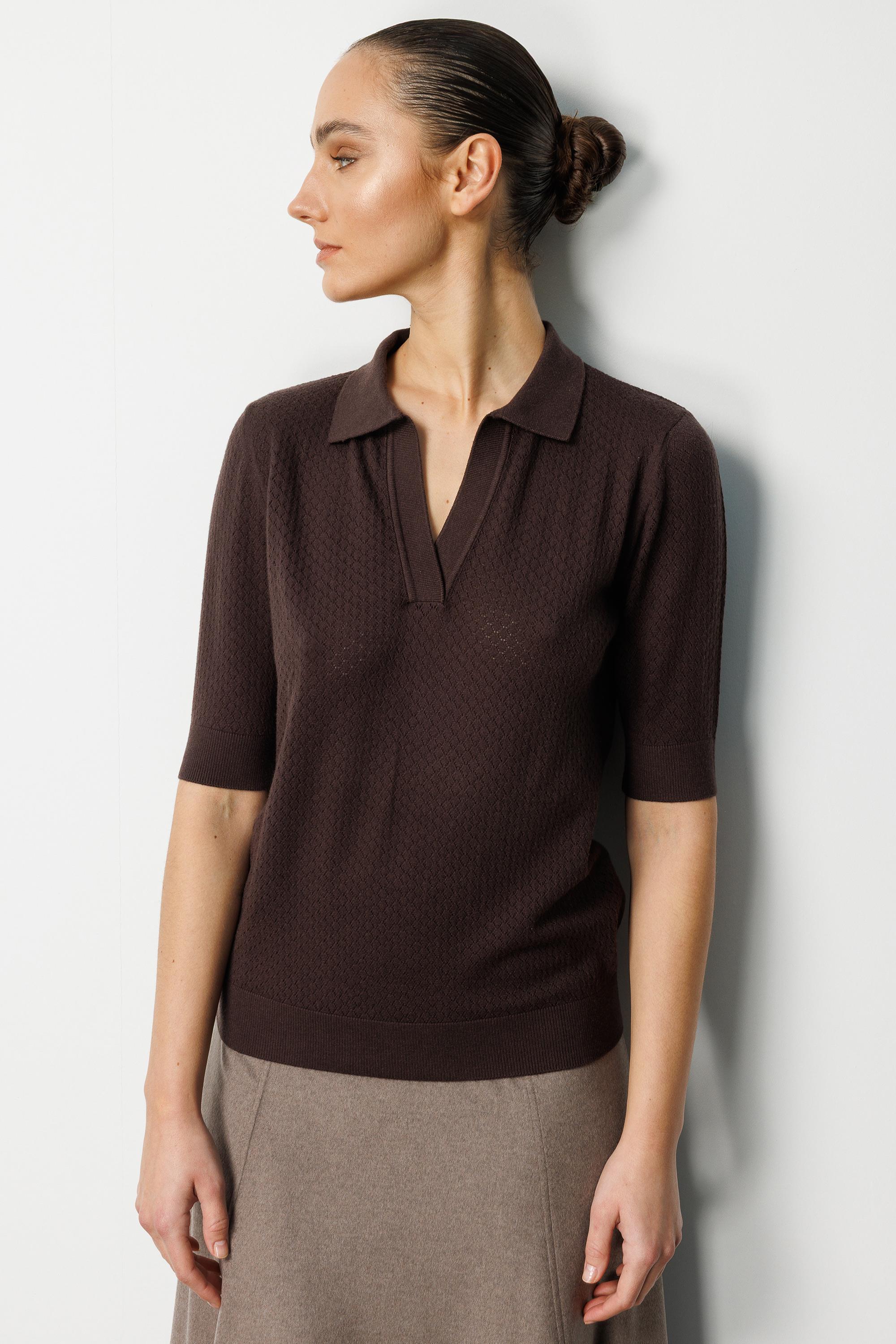 Polo Yaka Ajurlu Yarım Kol Triko