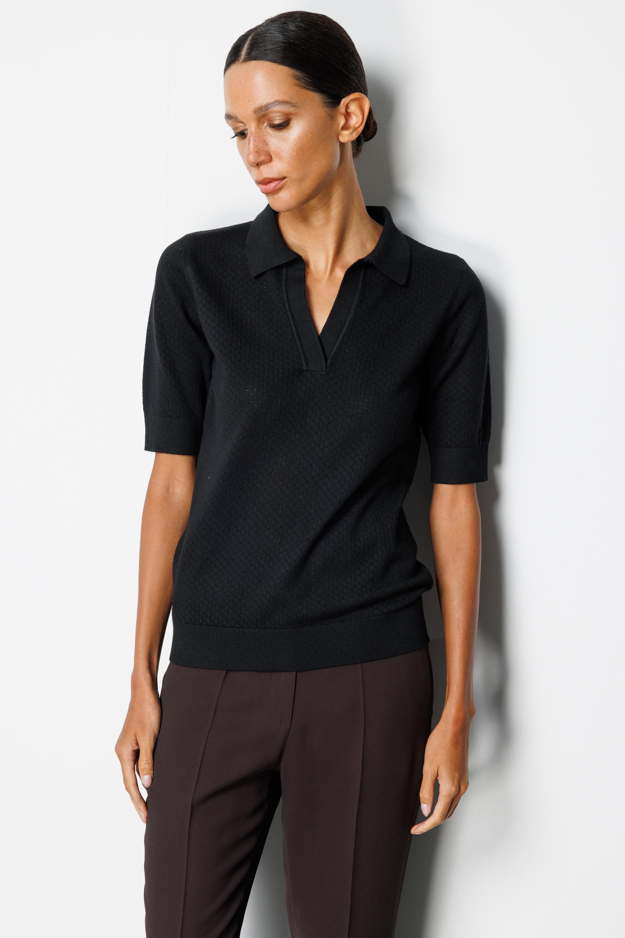 Polo Yaka Ajurlu Yarım Kol Triko