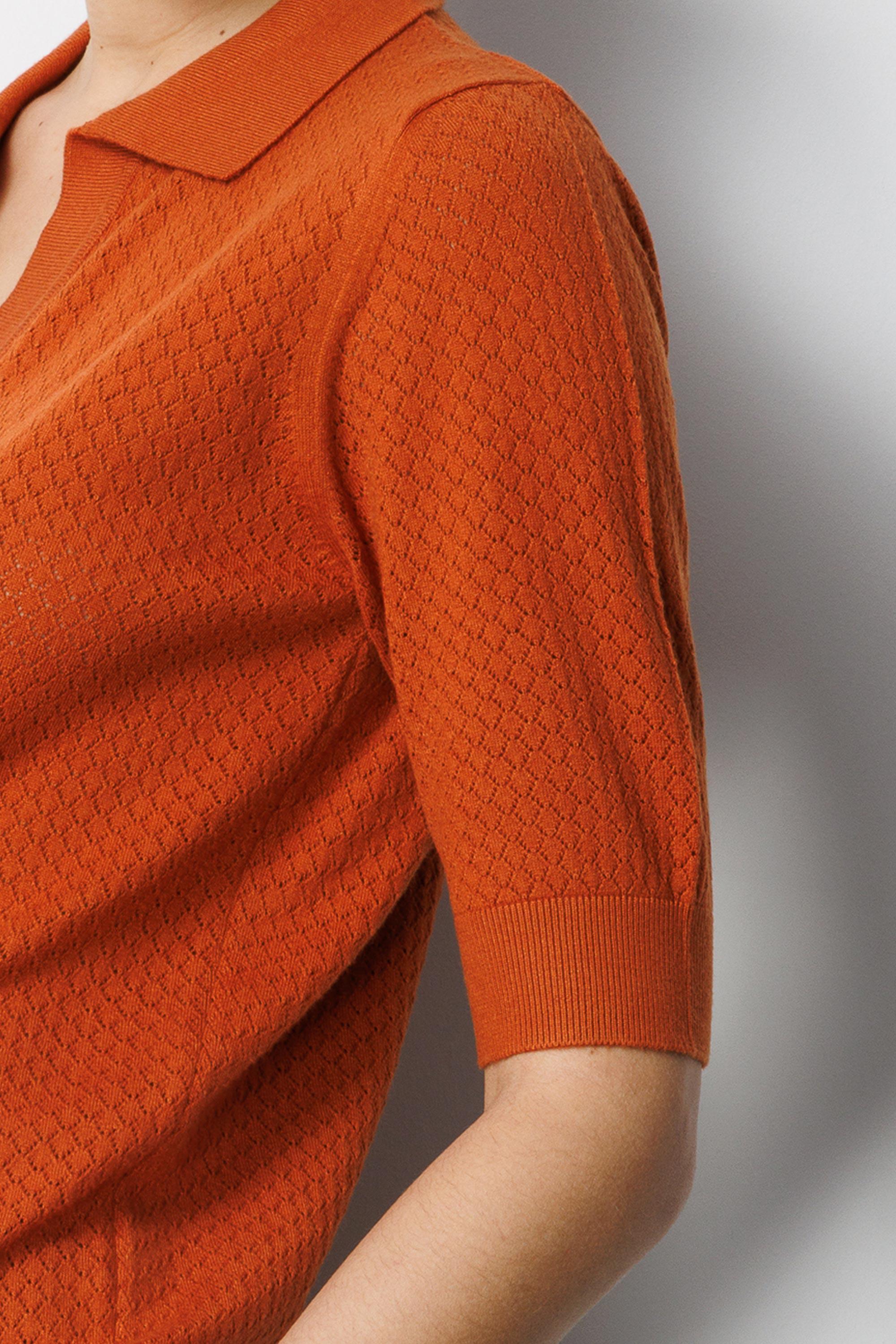 Polo Yaka Ajurlu Yarım Kol Triko