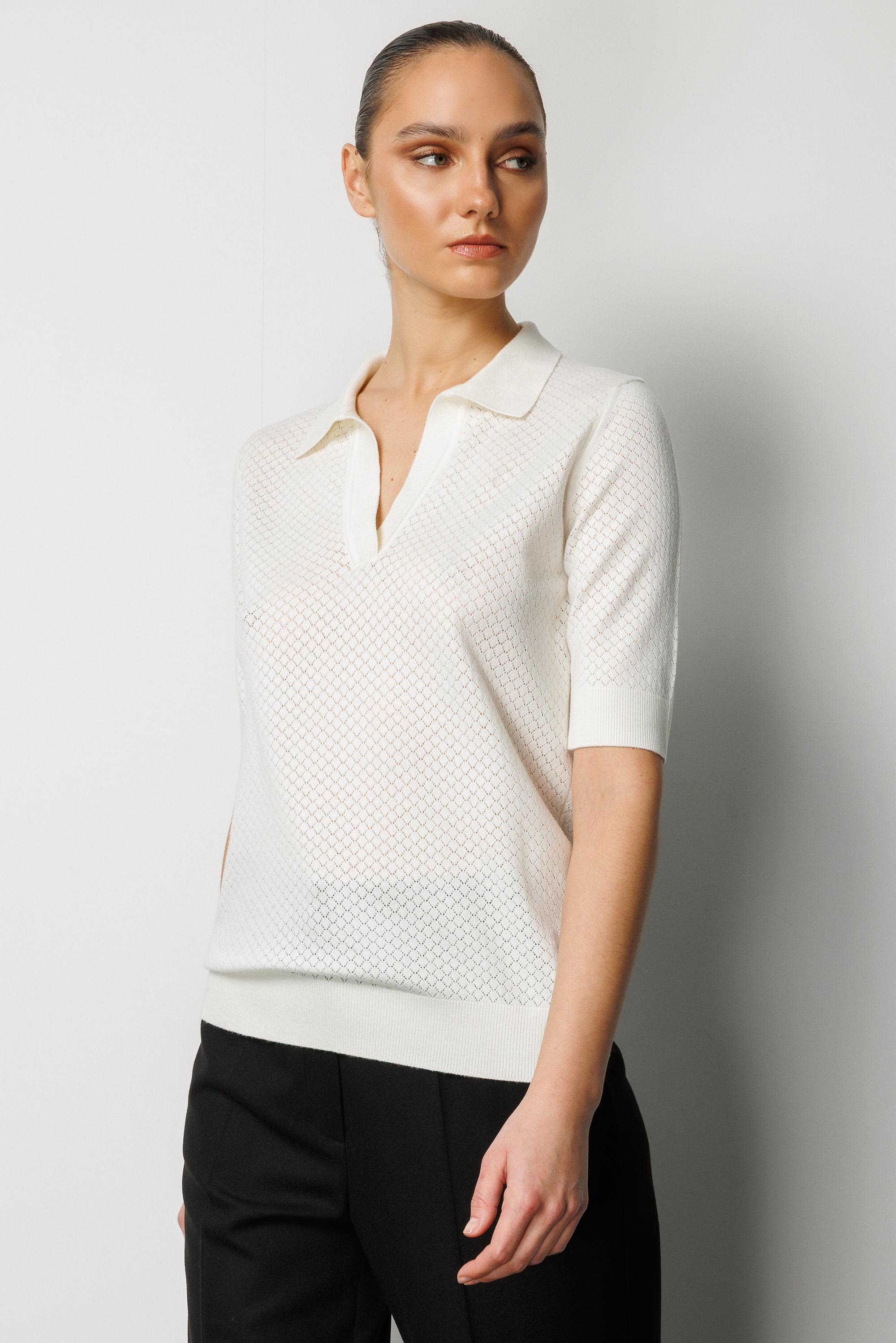 Polo Yaka Ajurlu Yarım Kol Triko