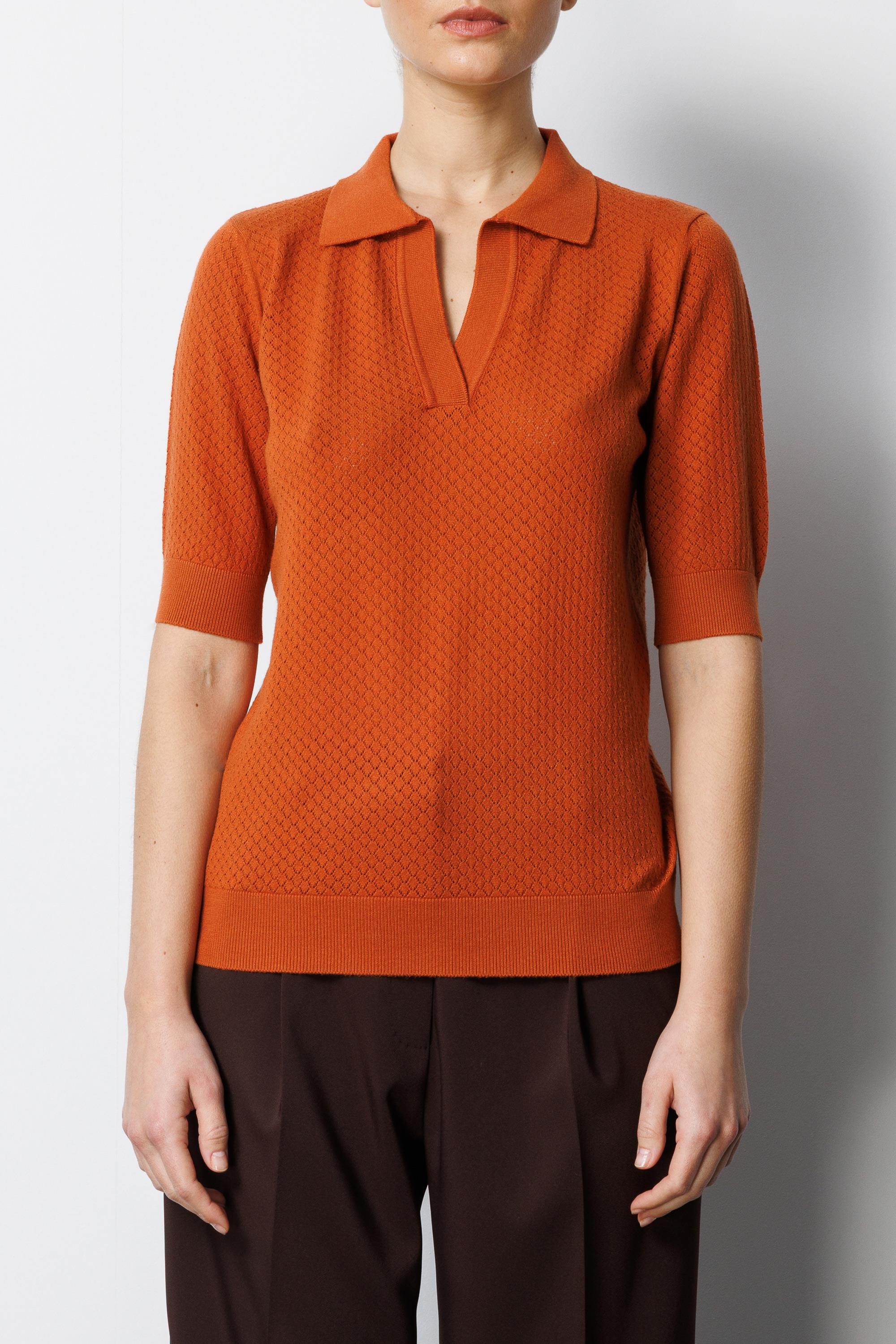 Polo Yaka Ajurlu Yarım Kol Triko