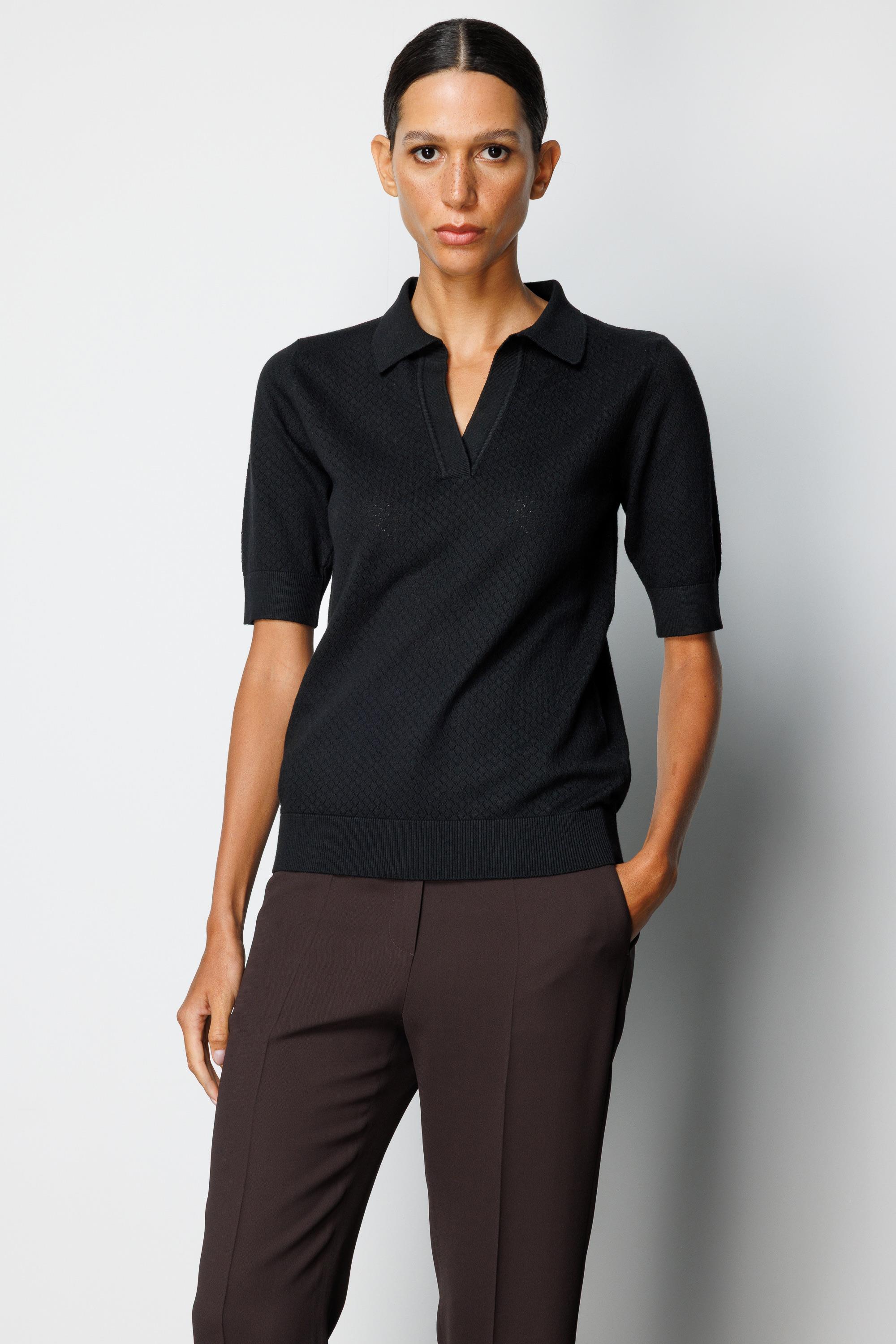 Polo Yaka Ajurlu Yarım Kol Triko