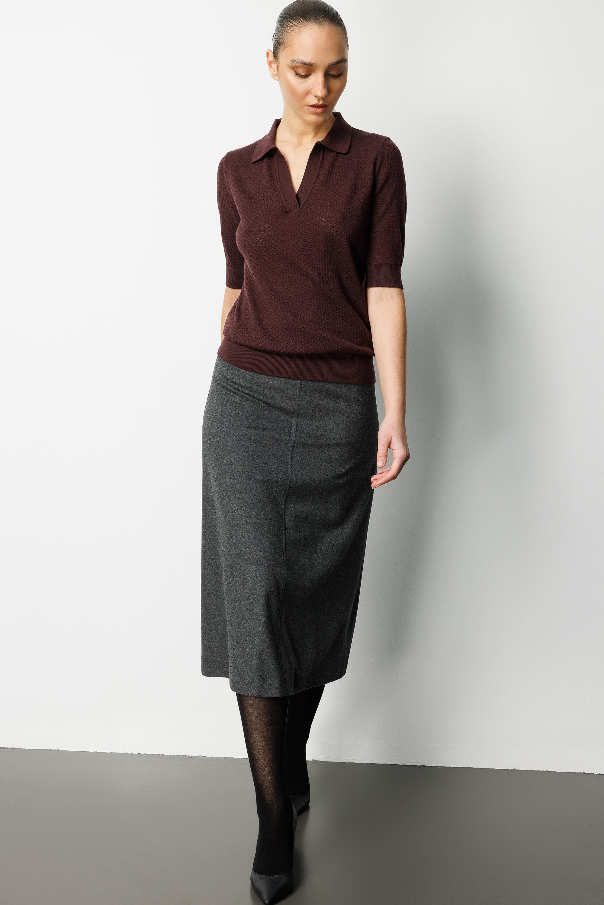 Polo Yaka Ajurlu Yarım Kol Triko