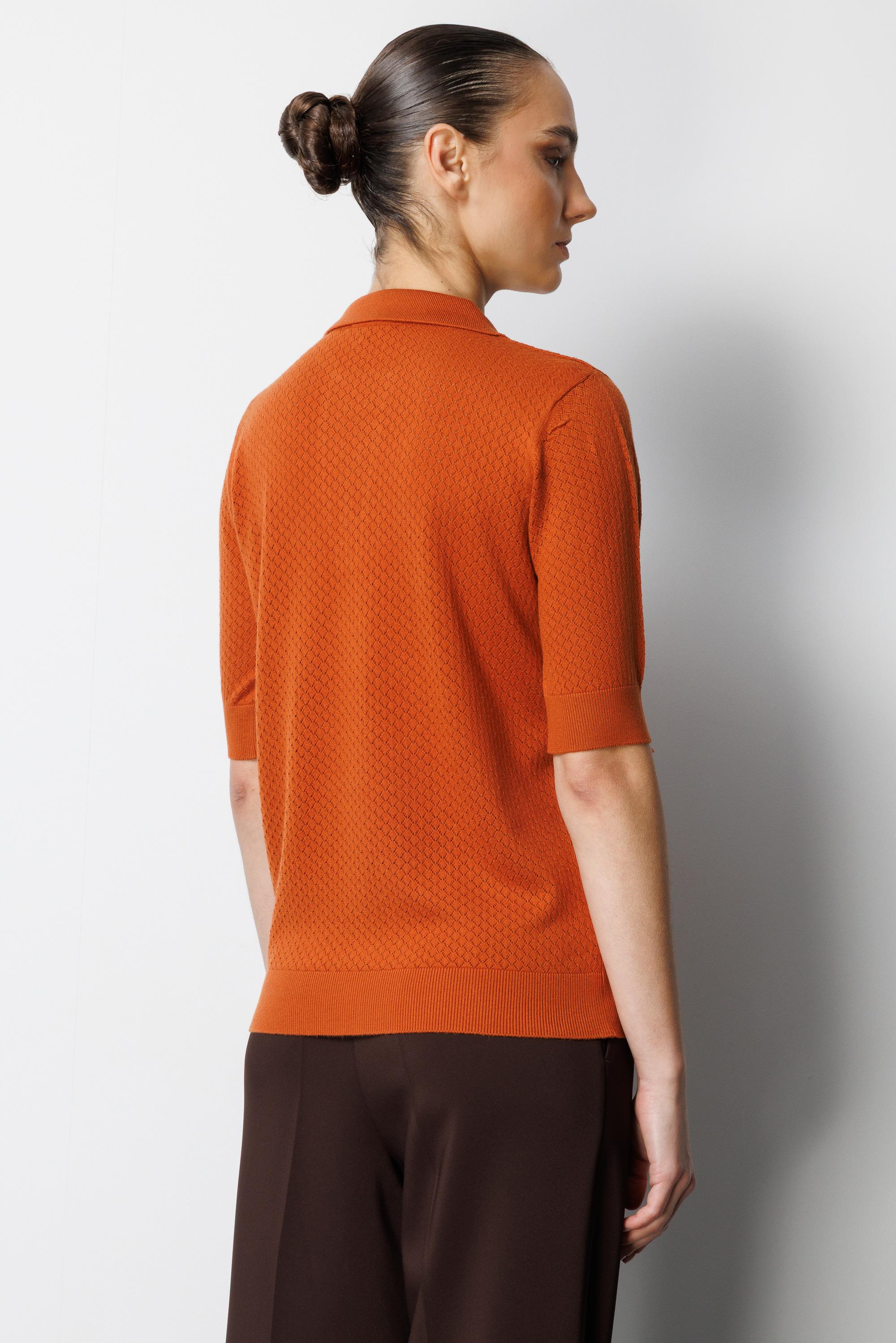 Polo Yaka Ajurlu Yarım Kol Triko